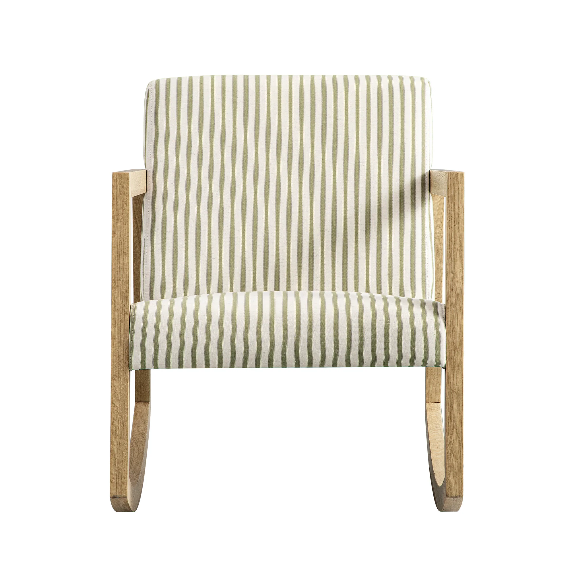 Fyne Sage Striped Linen Blend Natural Oak Rocking Armchair - Image 9