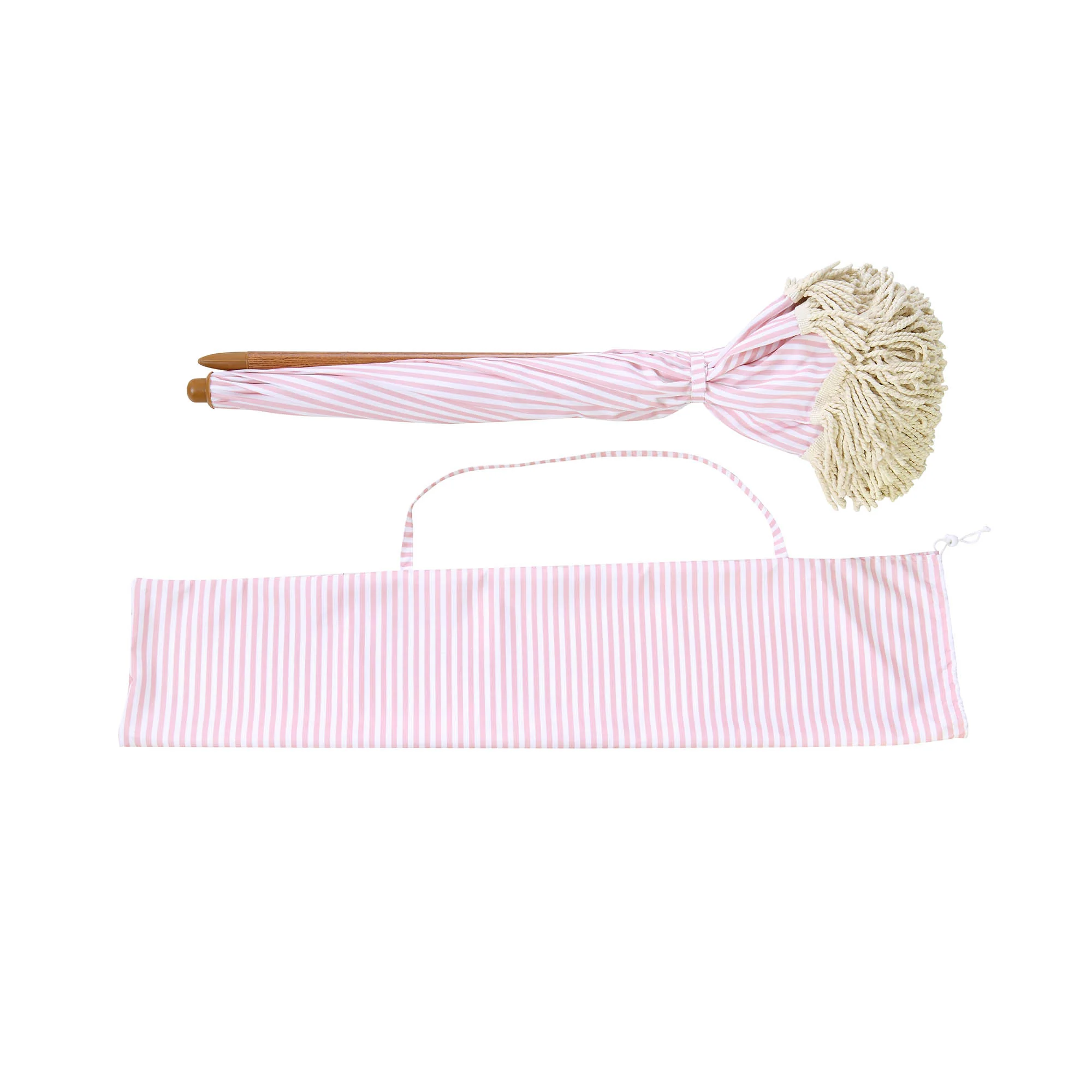Gabriel Pink and White Striped Fringed Parasol with Tilt - Image 10
