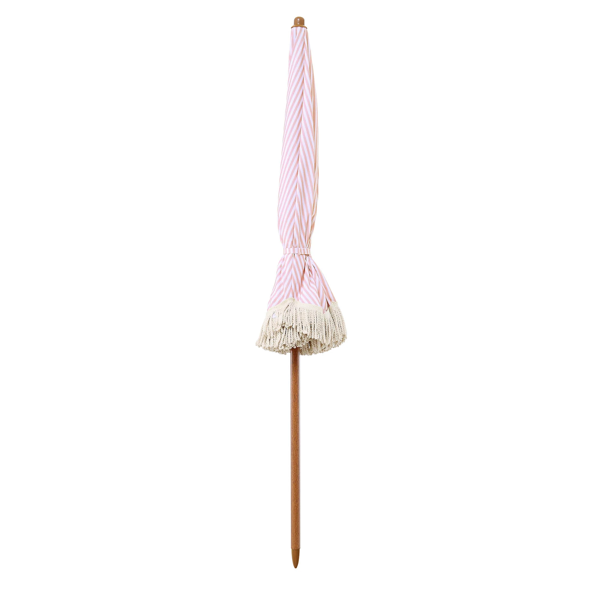 Gabriel Pink and White Striped Fringed Parasol with Tilt - Image 8