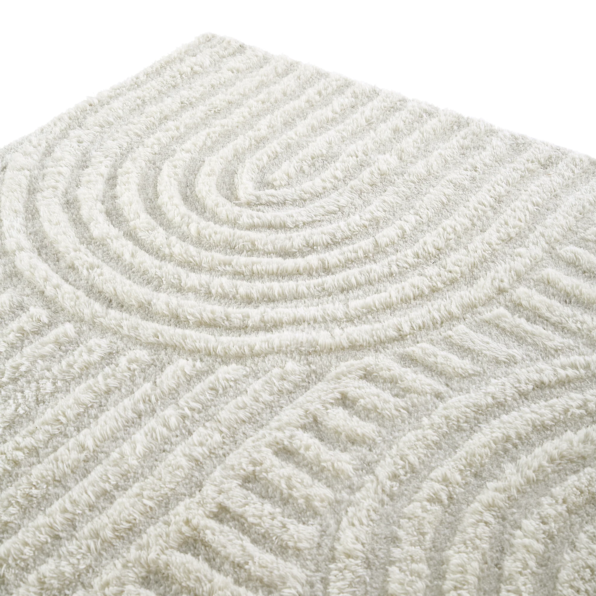 Geo Curve Cream Hand Tufted New Zealand Wool Rectangular Rug - Image 4