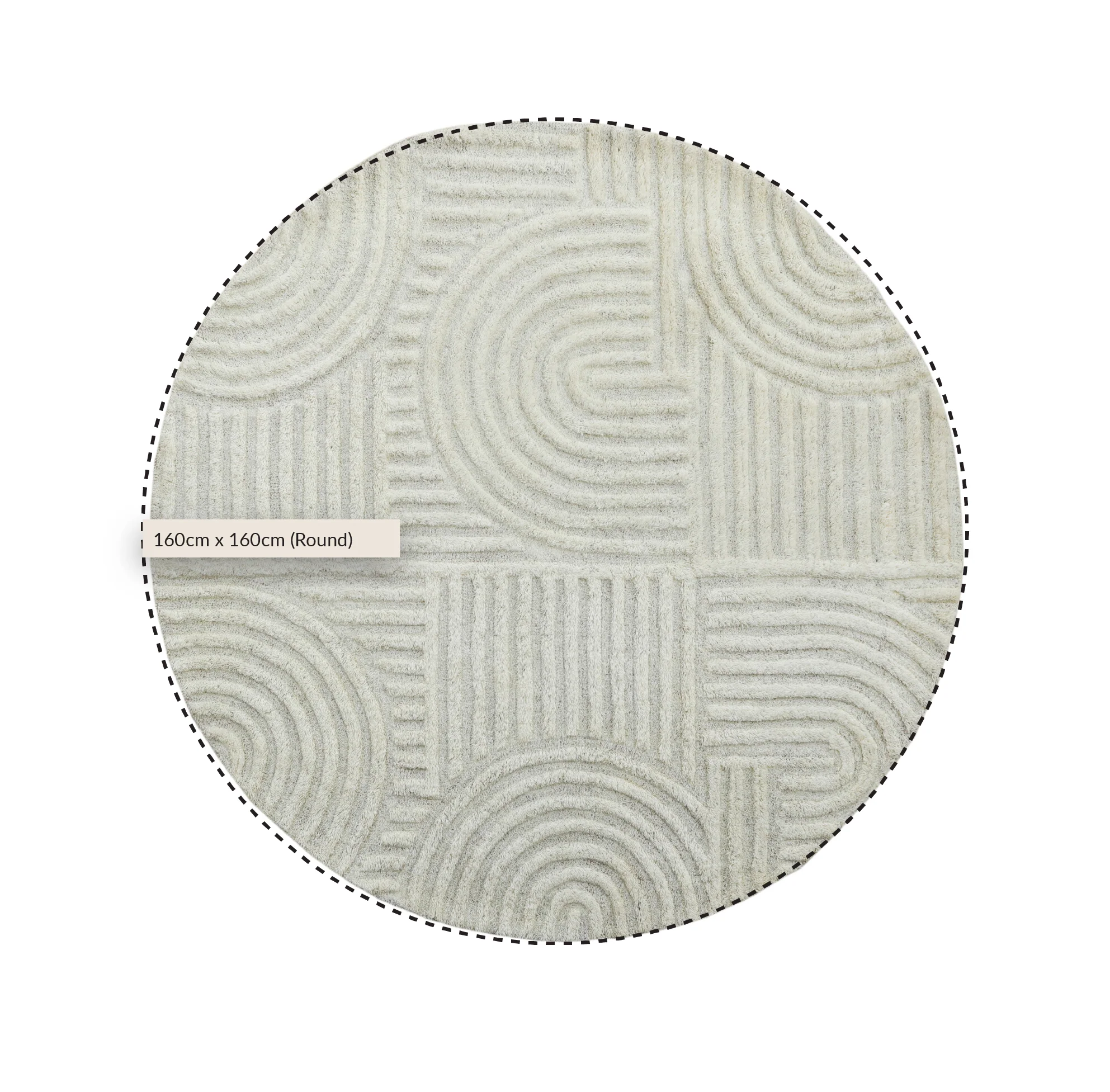 Geo Curve Cream Hand Tufted New Zealand Wool Round Rug - Image 3