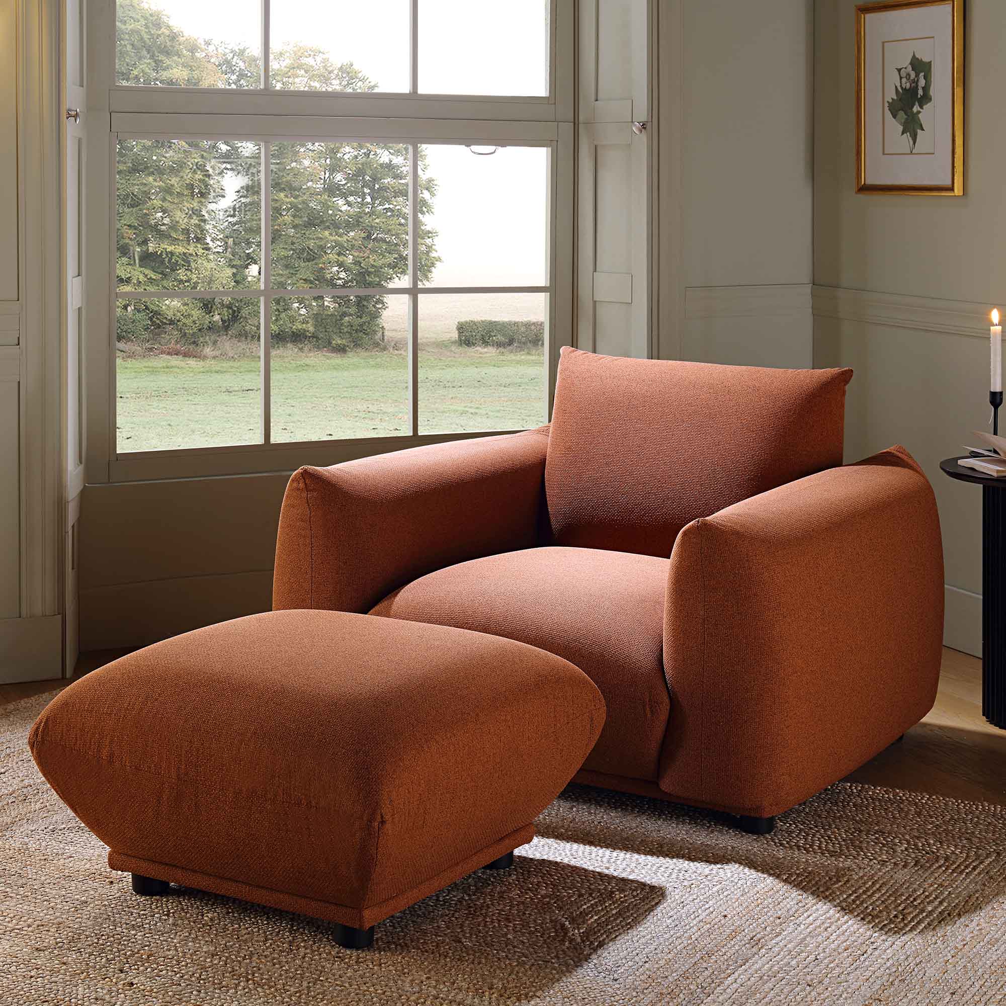 Gianni Armchair, Terracotta Fabric - Image 3
