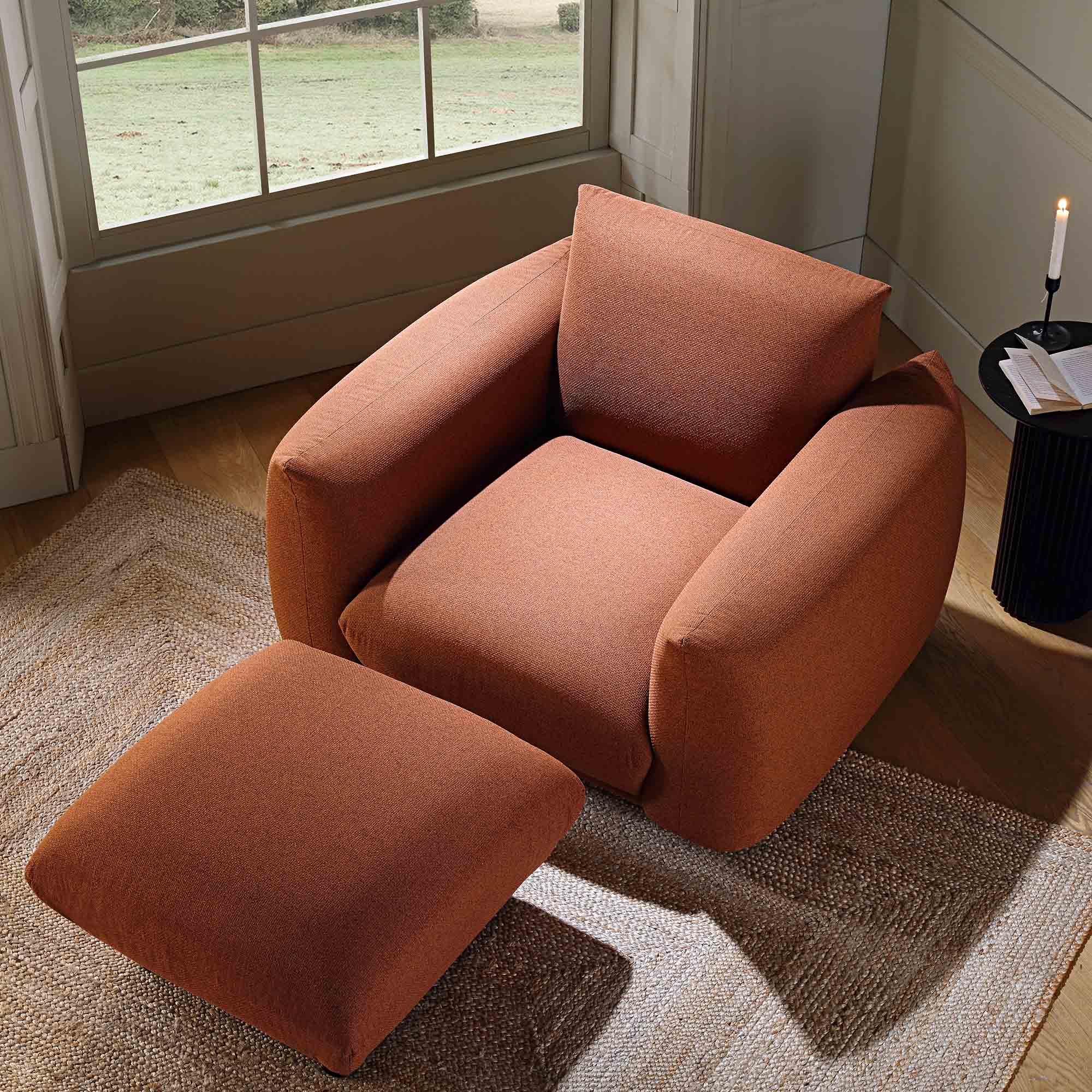 Gianni Armchair, Terracotta Fabric - Image 4