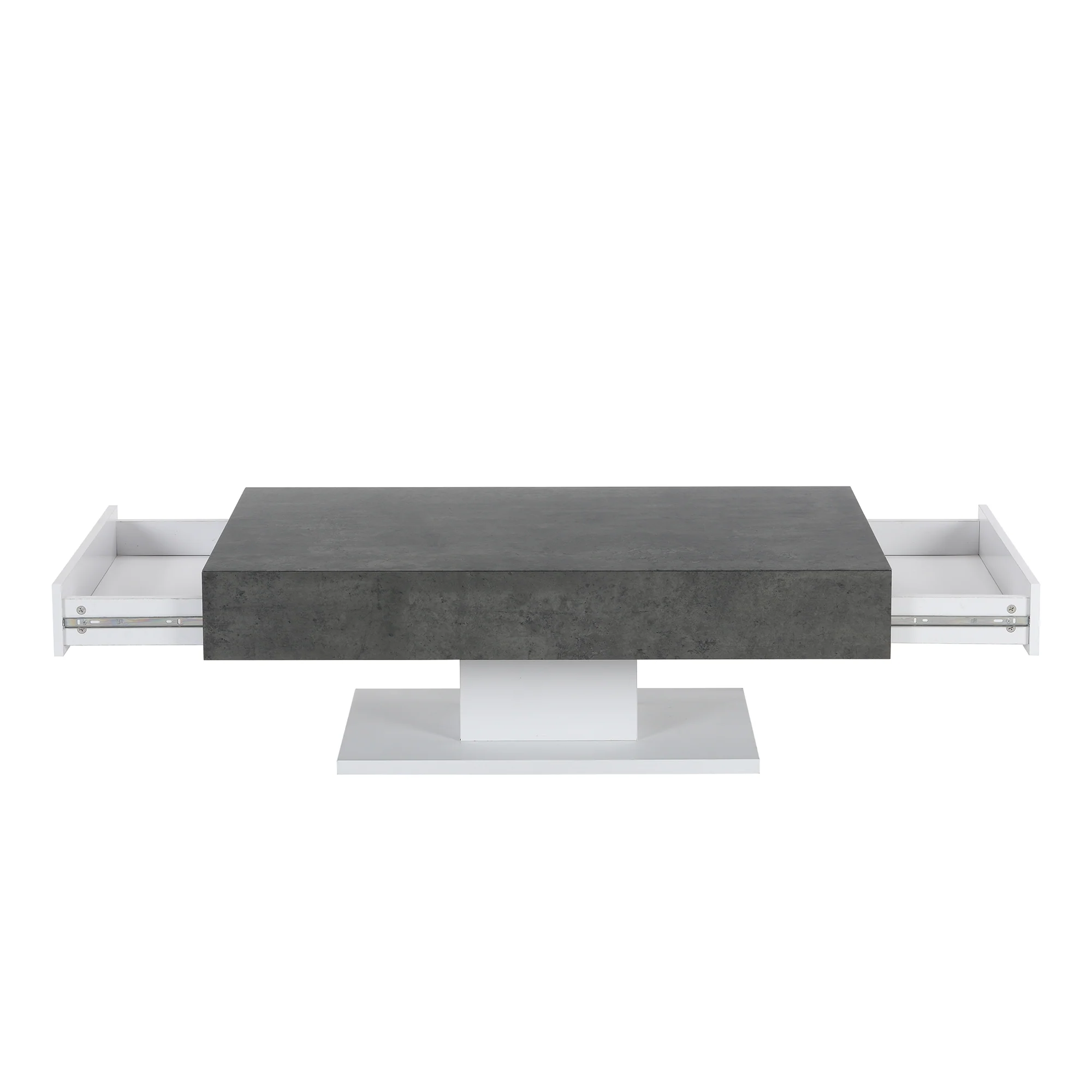 Goswell Concrete Effect Coffee Table with Double Drawers - Image 3