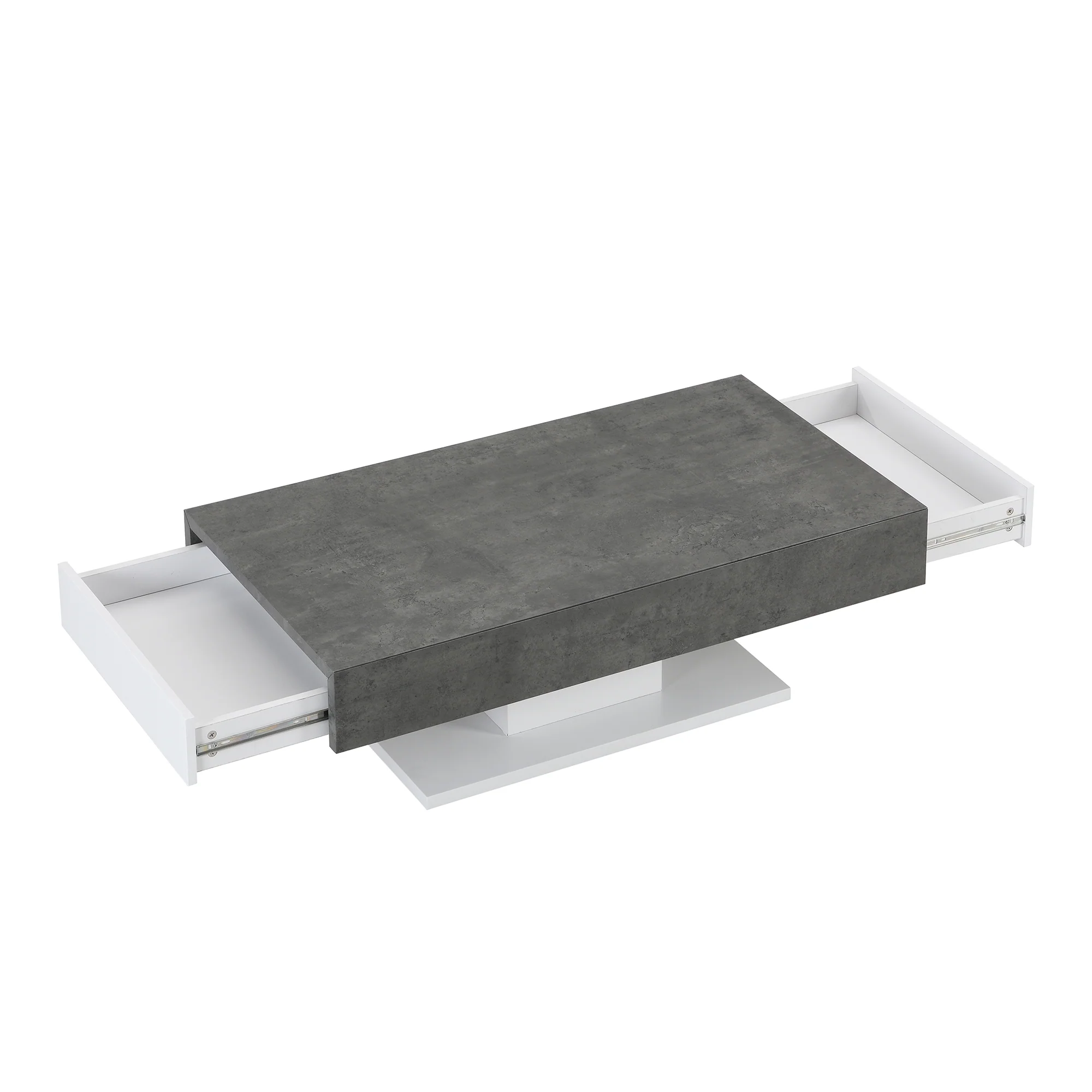 Goswell Concrete Effect Coffee Table with Double Drawers - Image 6