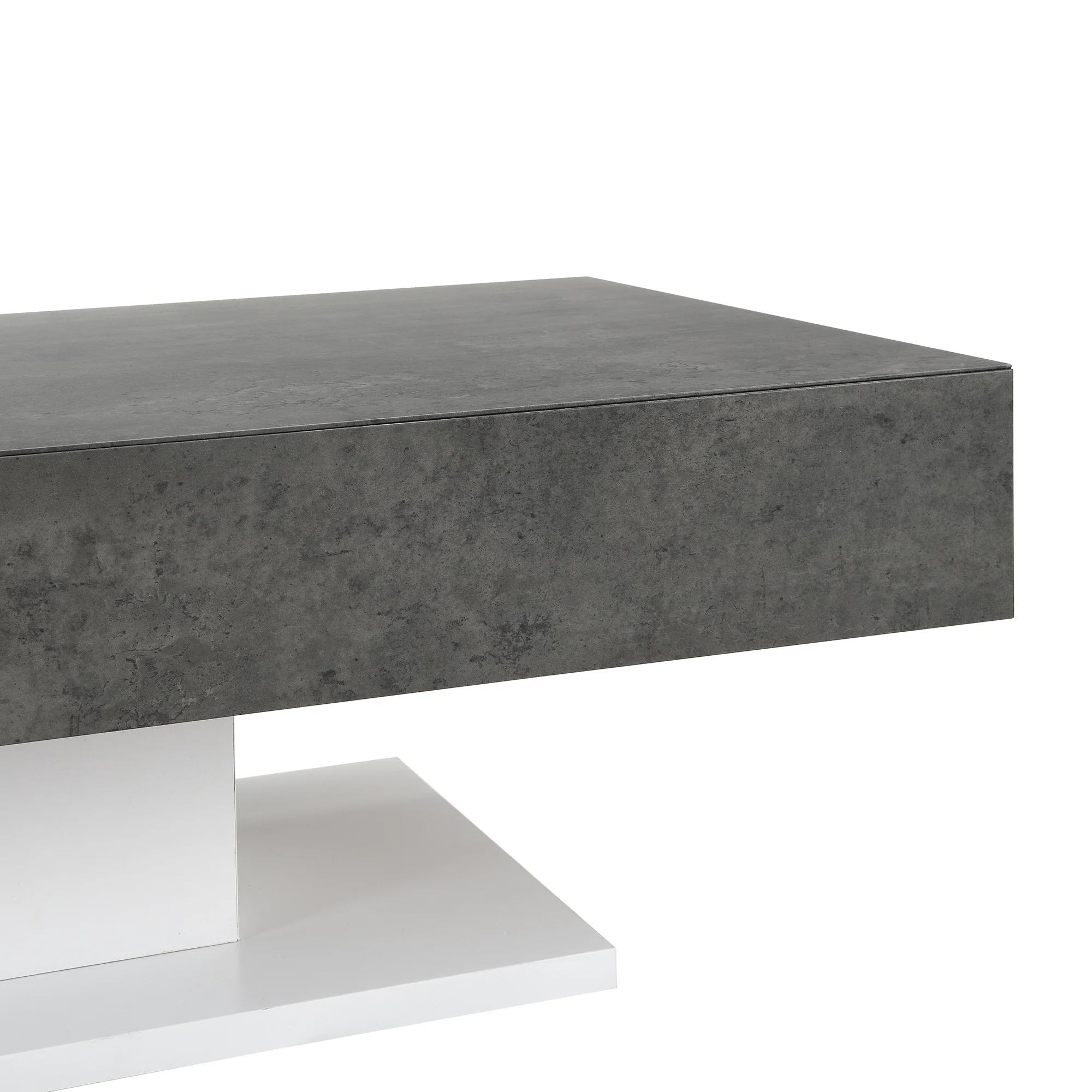 Goswell Concrete Effect Coffee Table with Double Drawers - Image 8