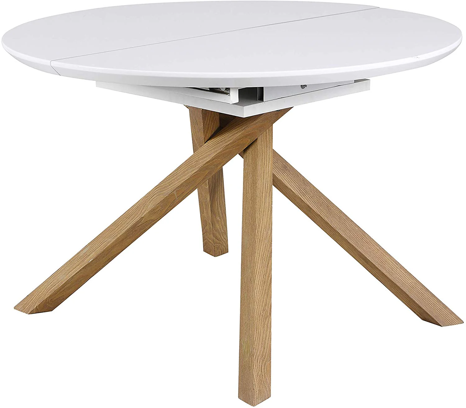 Grenchen Round to Oval 4 to 6-Seater White High Gloss Extendable Dining Table - Image 4