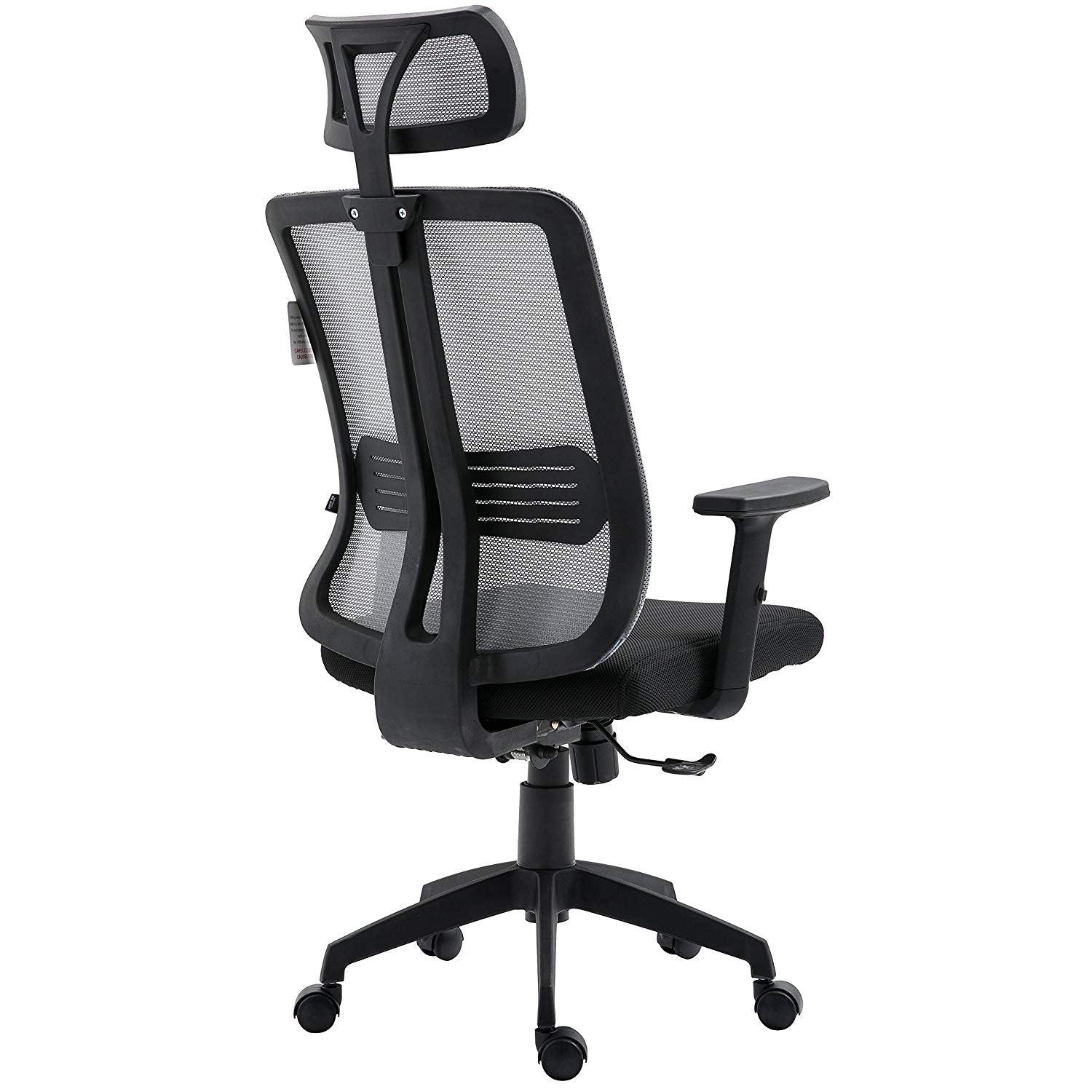 Grey Mesh High Back Executive Office Chair Swivel Desk Chair with Synchro-Tilt, Adjustable Armrest & Headrest - Image 6
