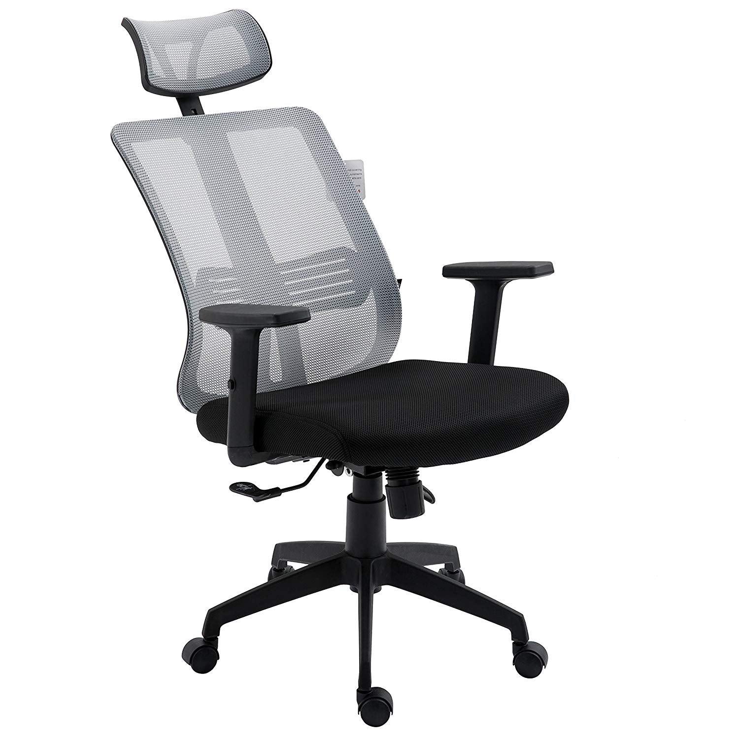 Grey Mesh High Back Executive Office Chair Swivel Desk Chair with Synchro-Tilt, Adjustable Armrest & Headrest - Image 7