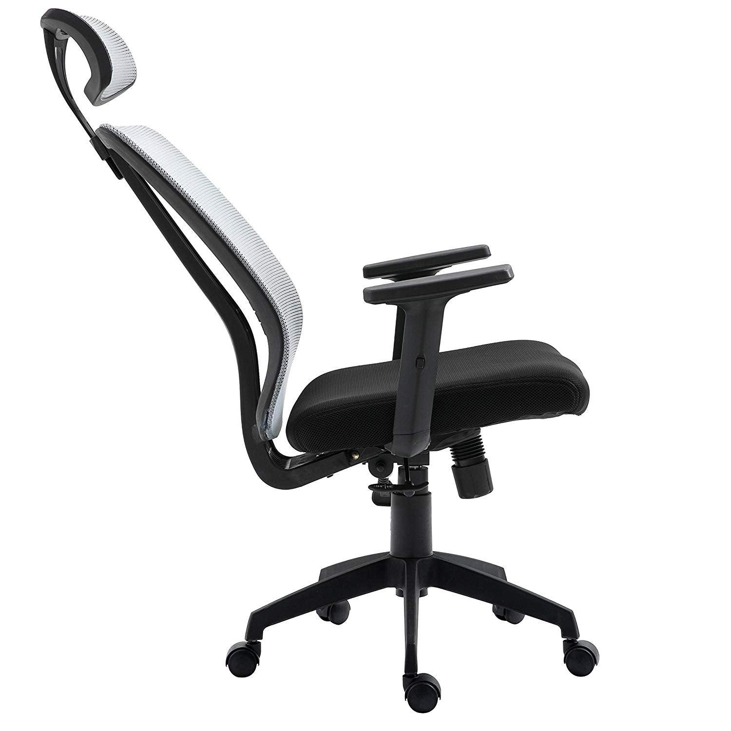 Grey Mesh High Back Executive Office Chair Swivel Desk Chair with Synchro-Tilt, Adjustable Armrest & Headrest - Image 8