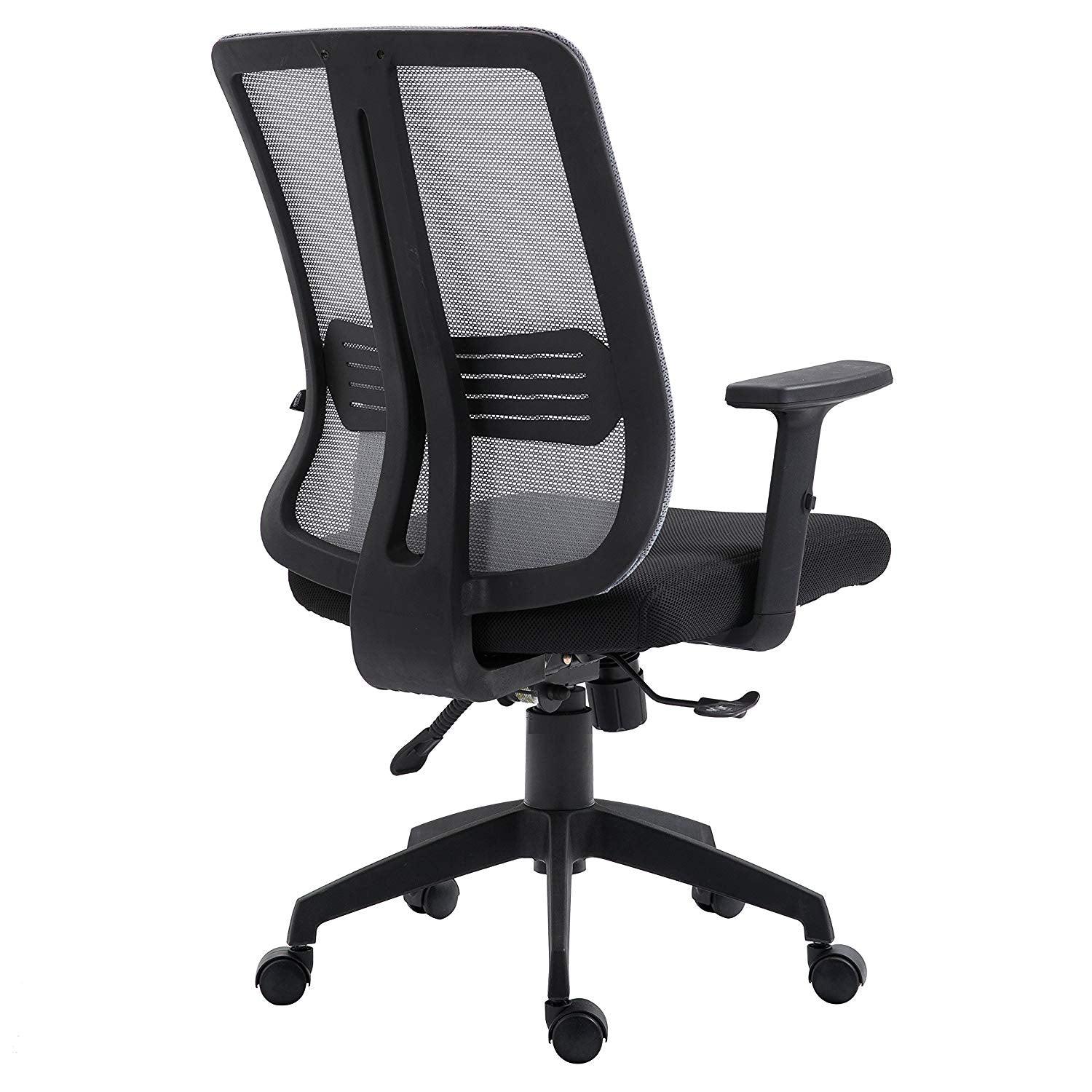 Grey Mesh Medium Back Executive Office Chair Swivel Desk Chair with Synchro-Tilt, Adjustable Armrests - Image 4