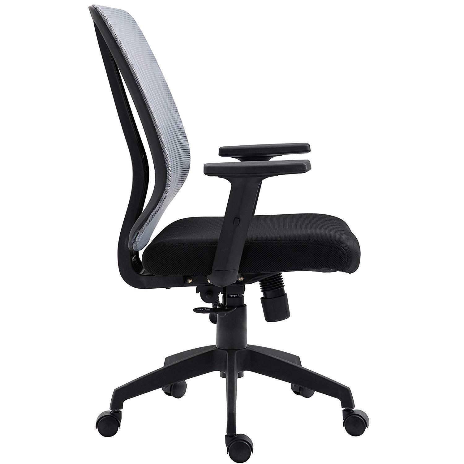 Grey Mesh Medium Back Executive Office Chair Swivel Desk Chair with Synchro-Tilt, Adjustable Armrests - Image 5