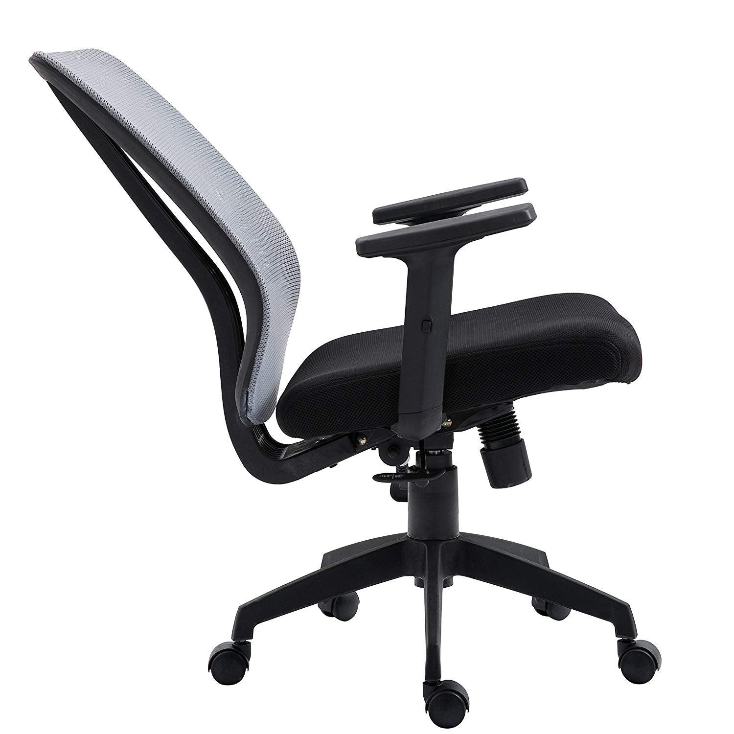 Grey Mesh Medium Back Executive Office Chair Swivel Desk Chair with Synchro-Tilt, Adjustable Armrests - Image 7