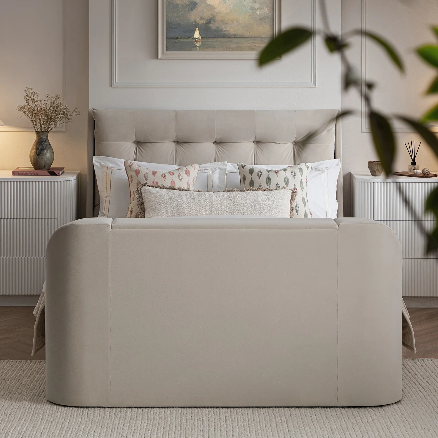 Hadley Champagne Velvet Ottoman TV Bed - Image 3