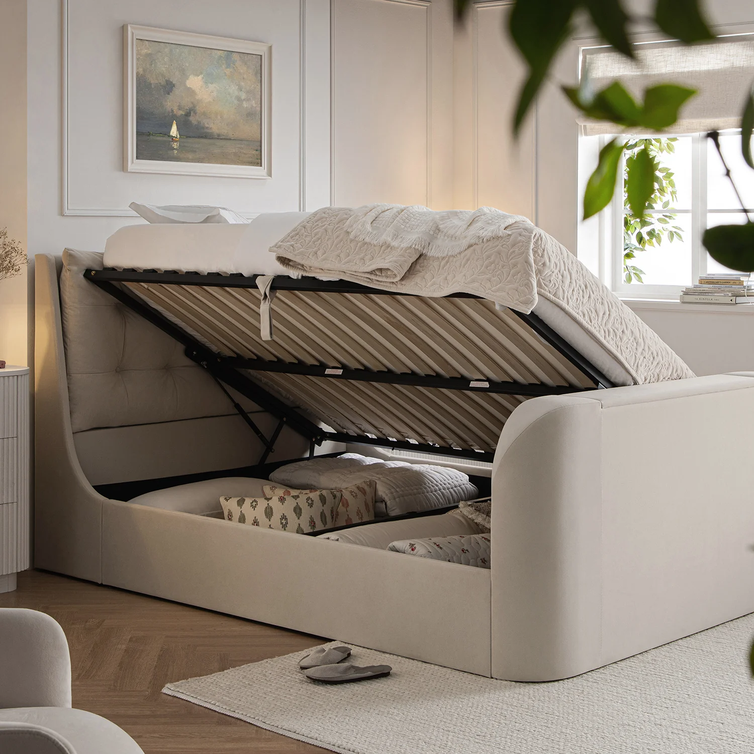 Hadley Champagne Velvet Ottoman TV Bed - Image 4