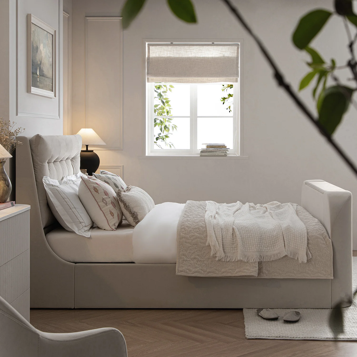 Hadley Champagne Velvet Ottoman TV Bed - Image 5