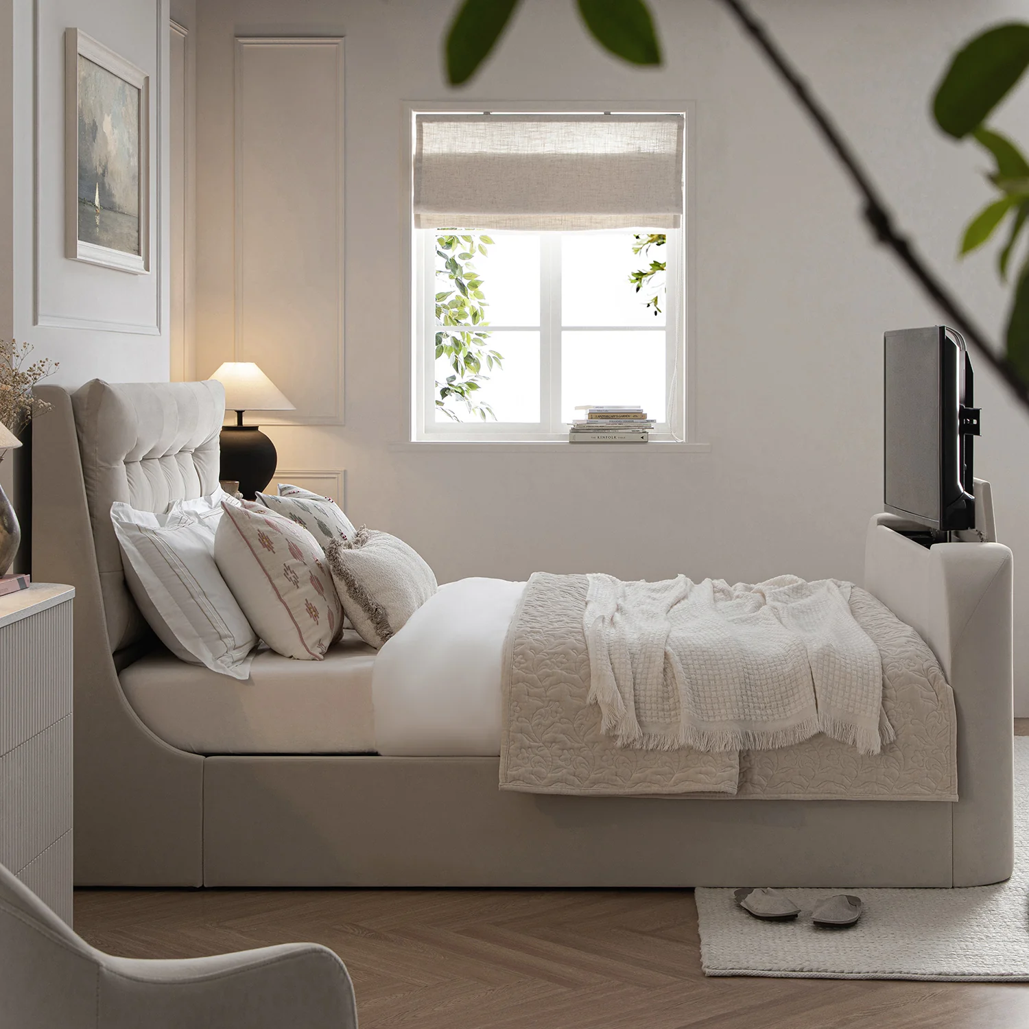 Hadley Champagne Velvet Ottoman TV Bed - Image 6