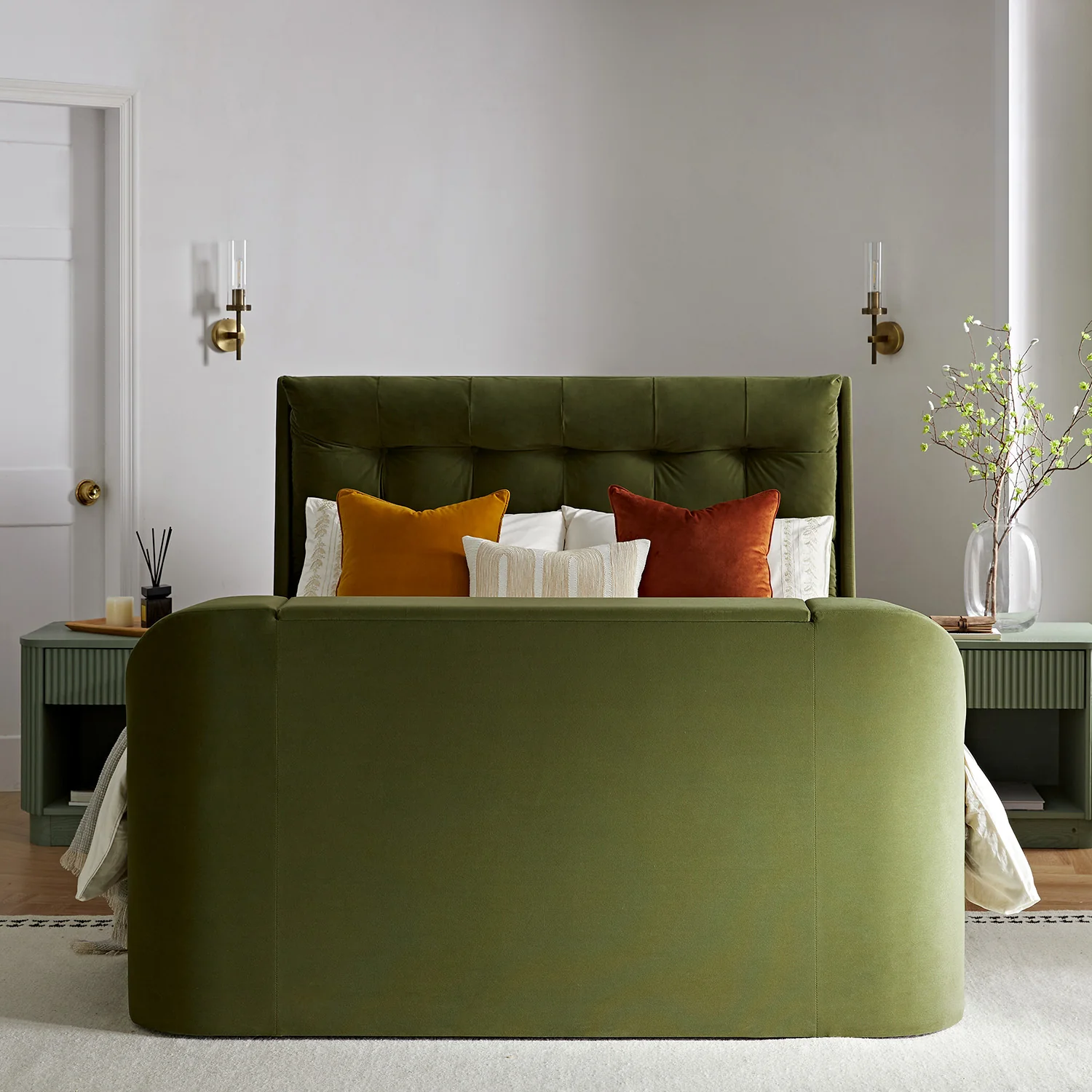 Hadley Moss Green Velvet Ottoman TV Bed - Image 3