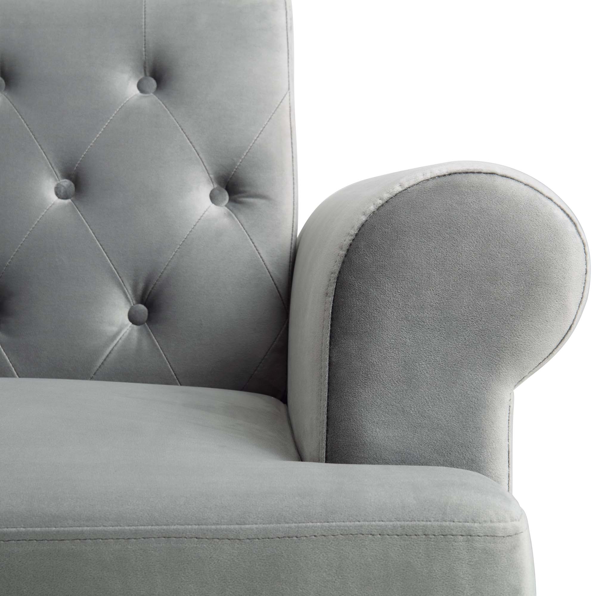 Hanney 3-Seater Chesterfield Sofabed in Grey Velvet - Image 16