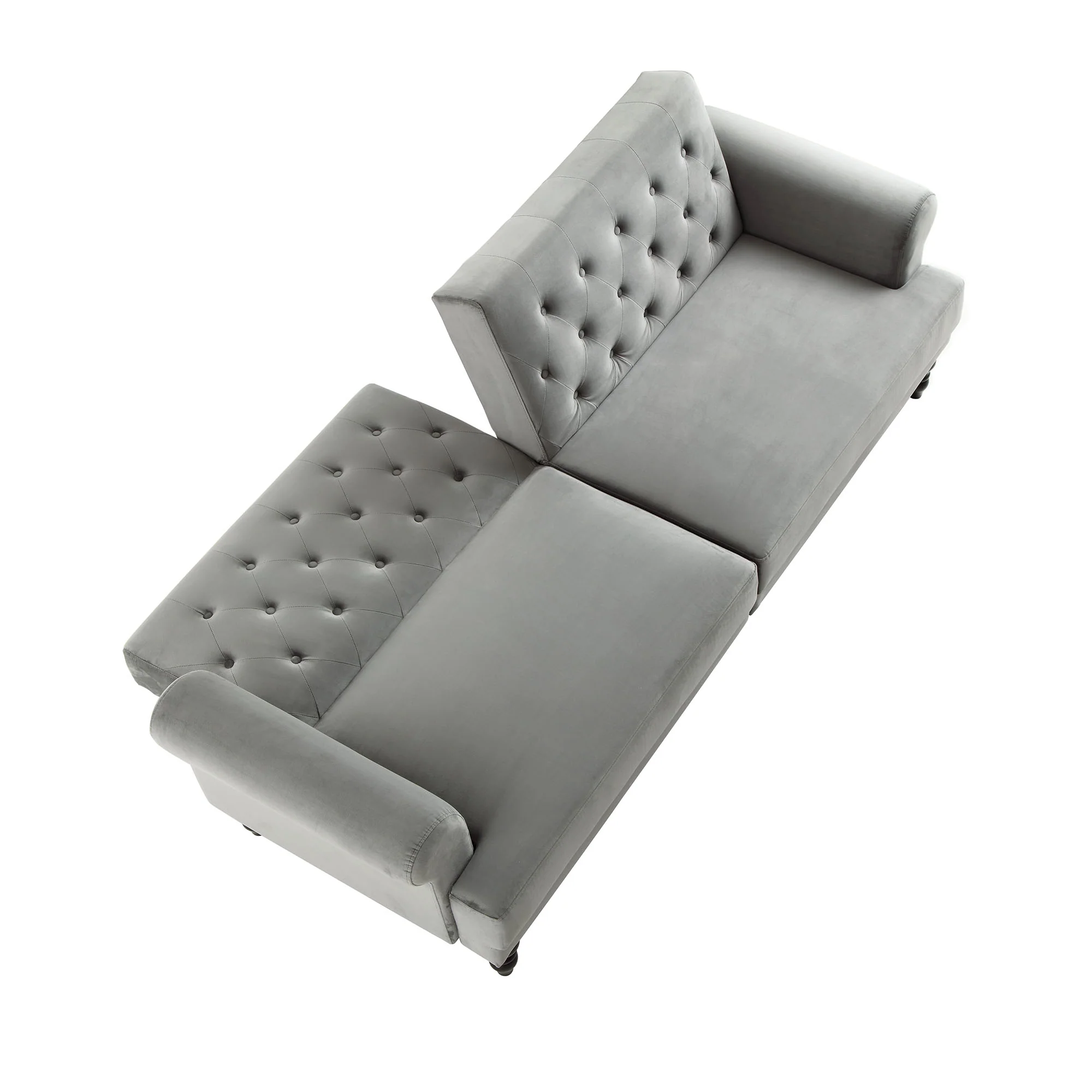 Hanney 3-Seater Chesterfield Sofabed in Grey Velvet - Image 9
