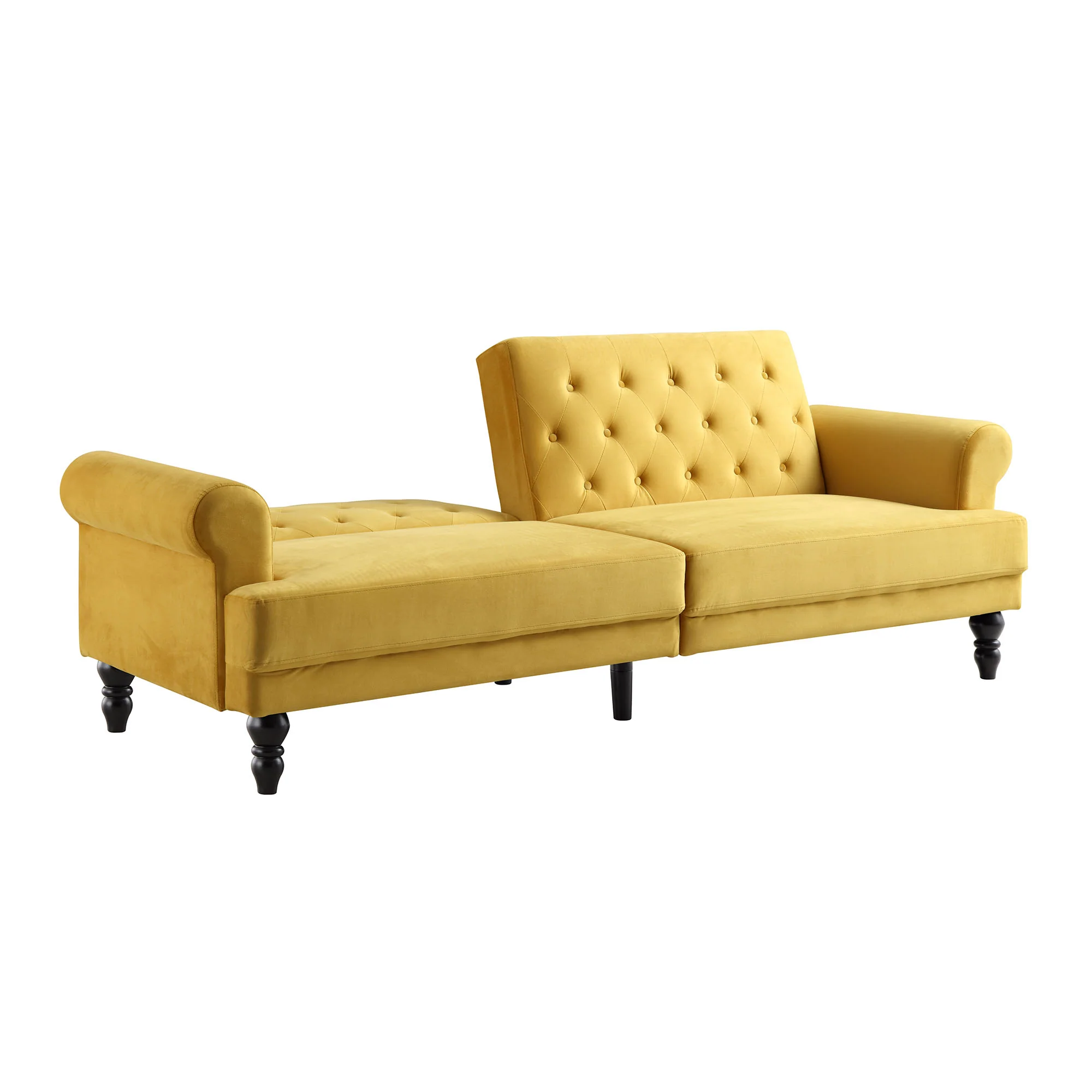 Hanney 3-Seater Chesterfield Sofabed in Mustard Yellow Velvet - Image 11
