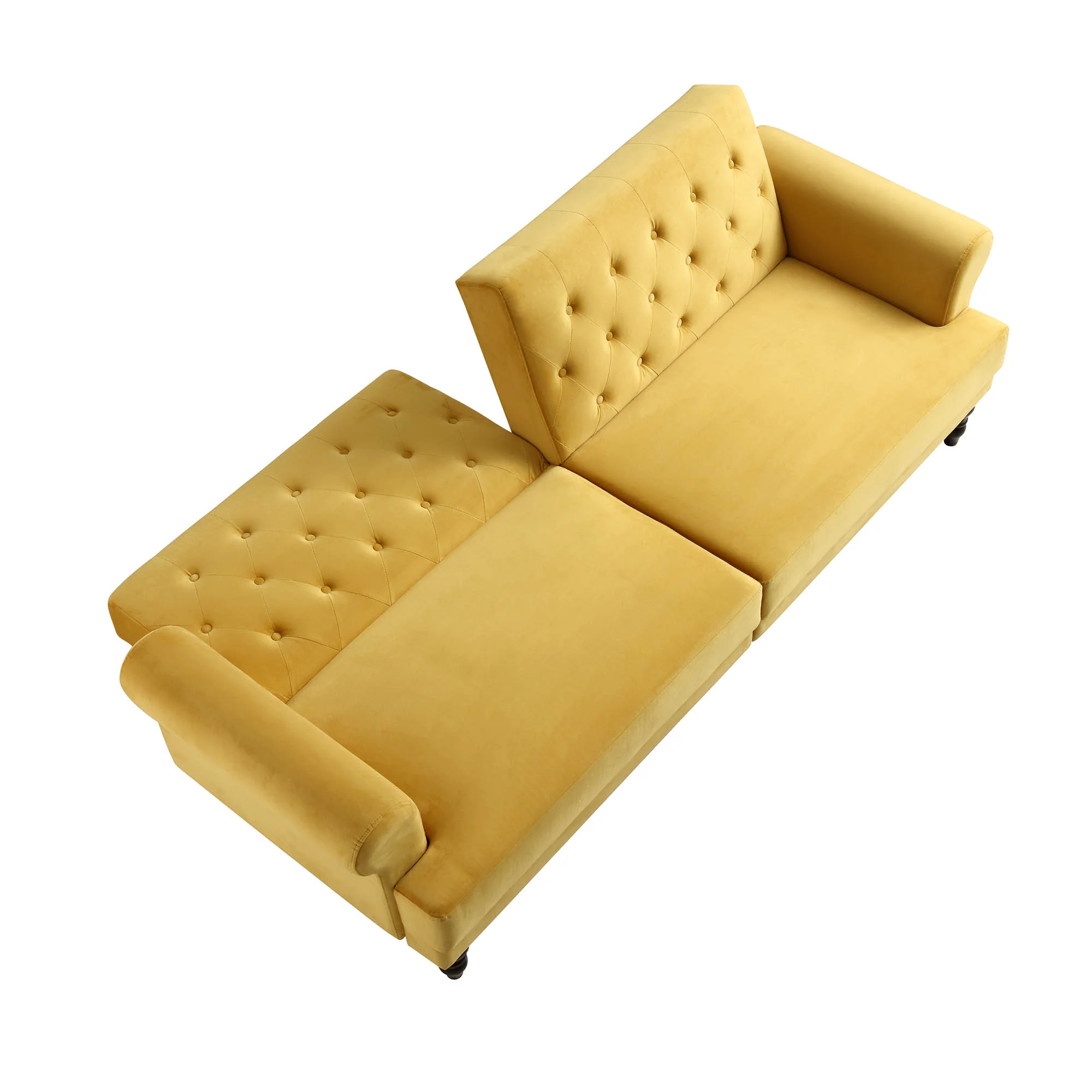 Hanney 3-Seater Chesterfield Sofabed in Mustard Yellow Velvet - Image 12