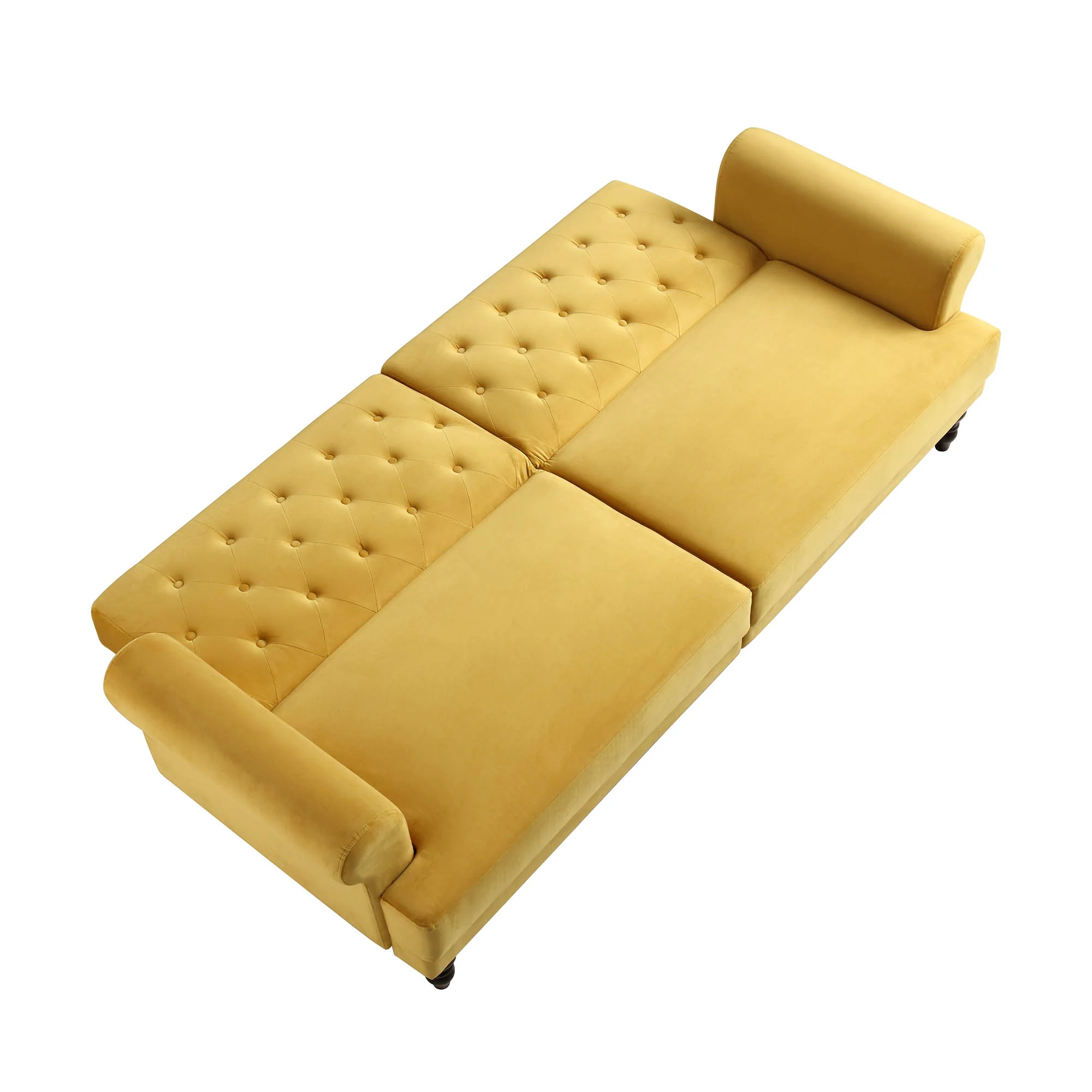Hanney 3-Seater Chesterfield Sofabed in Mustard Yellow Velvet - Image 13