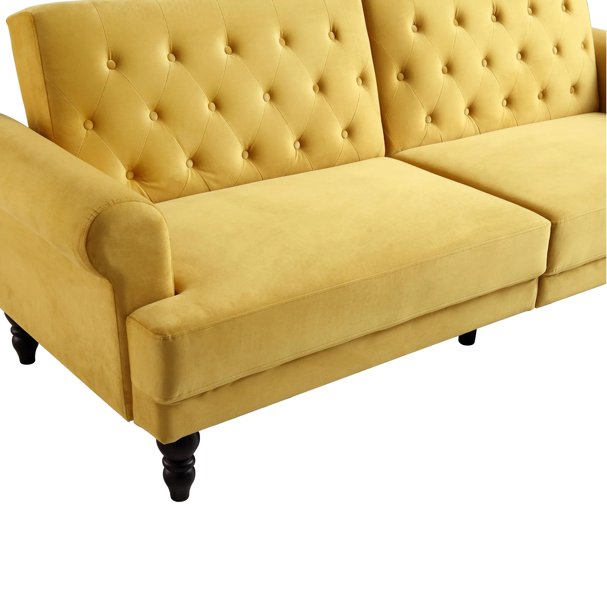 Hanney 3-Seater Chesterfield Sofabed in Mustard Yellow Velvet - Image 17