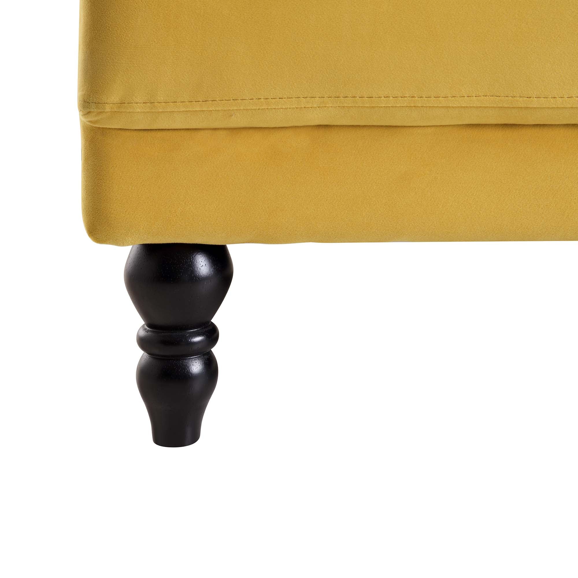 Hanney 3-Seater Chesterfield Sofabed in Mustard Yellow Velvet - Image 20