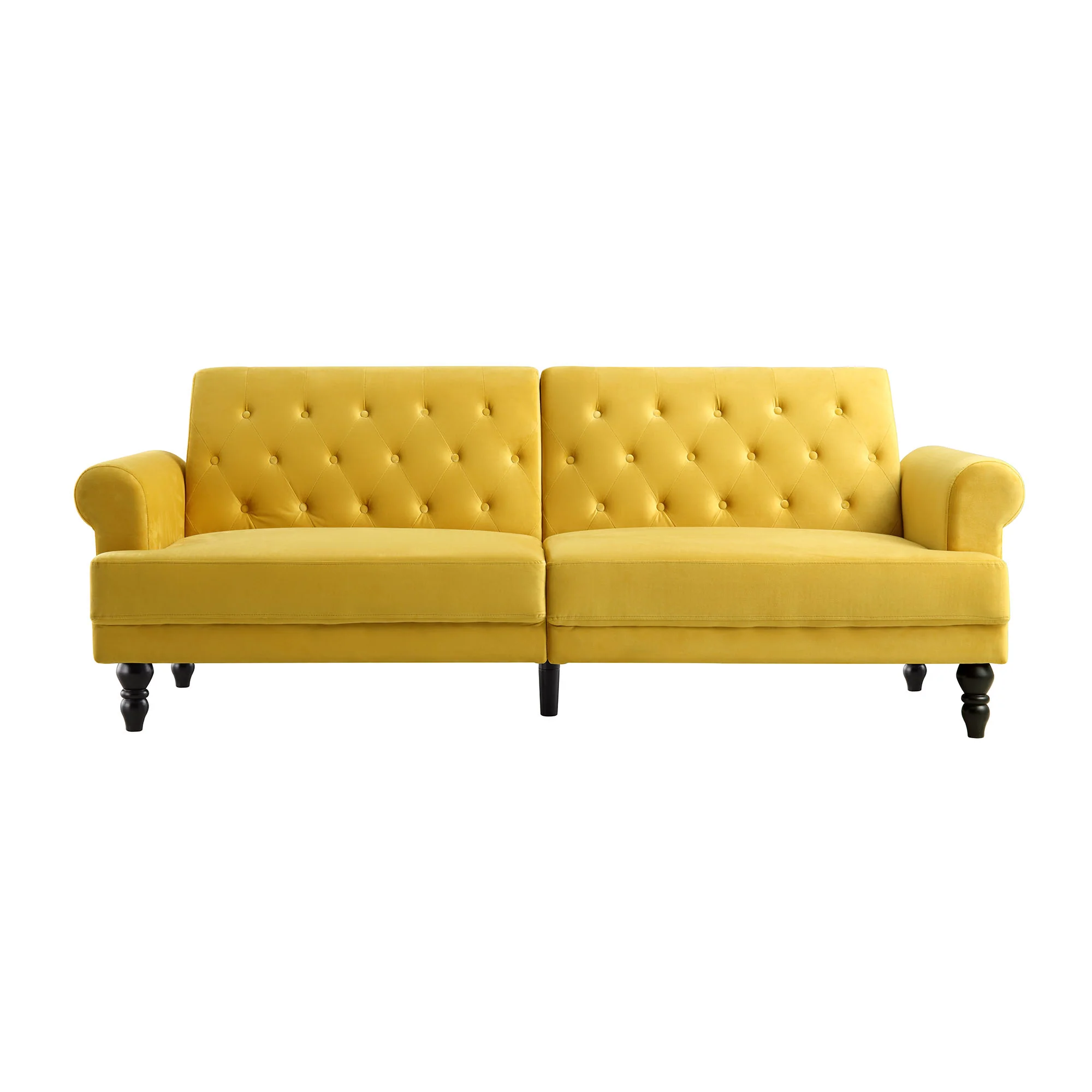 Hanney 3-Seater Chesterfield Sofabed in Mustard Yellow Velvet - Image 7