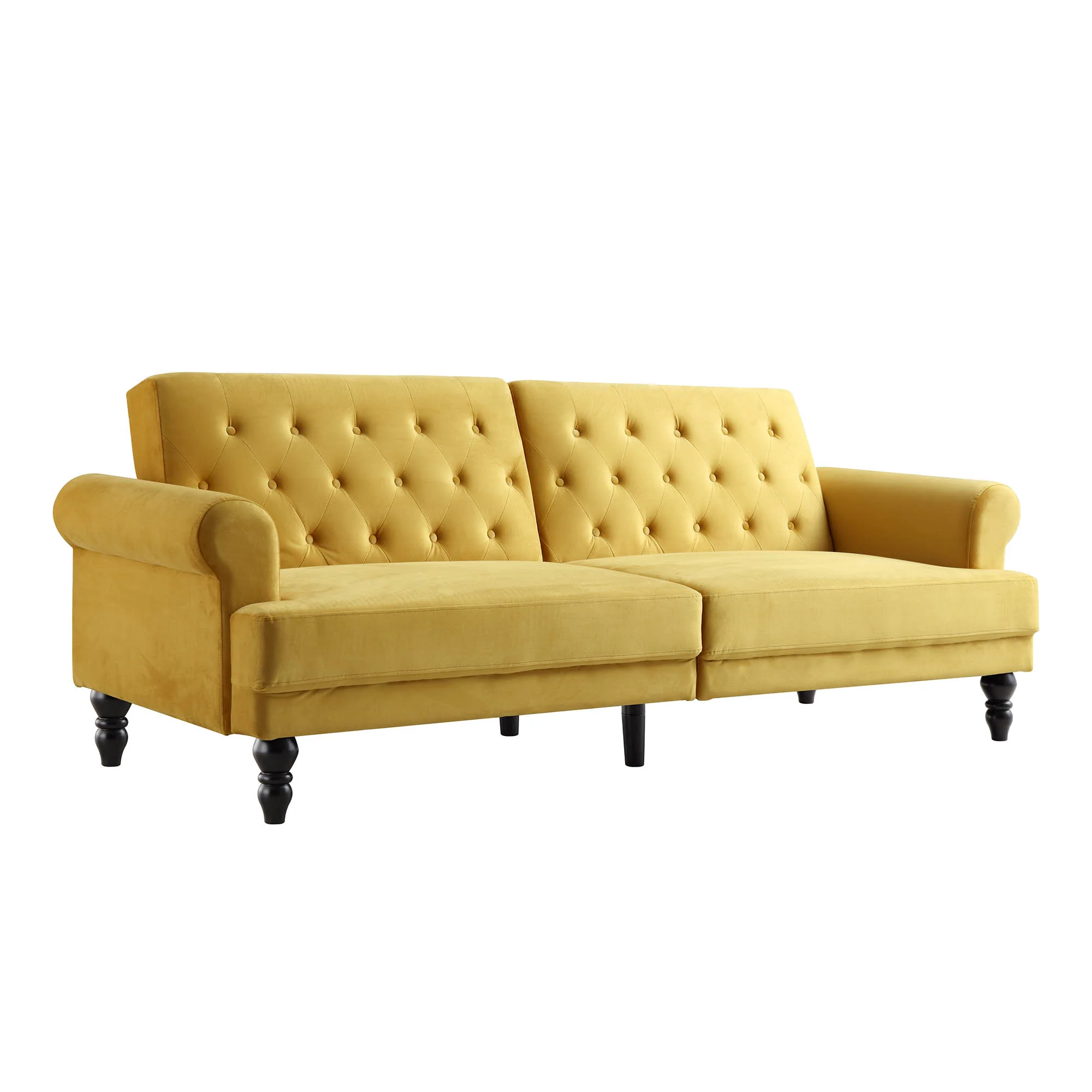 Hanney 3-Seater Chesterfield Sofabed in Mustard Yellow Velvet - Image 8