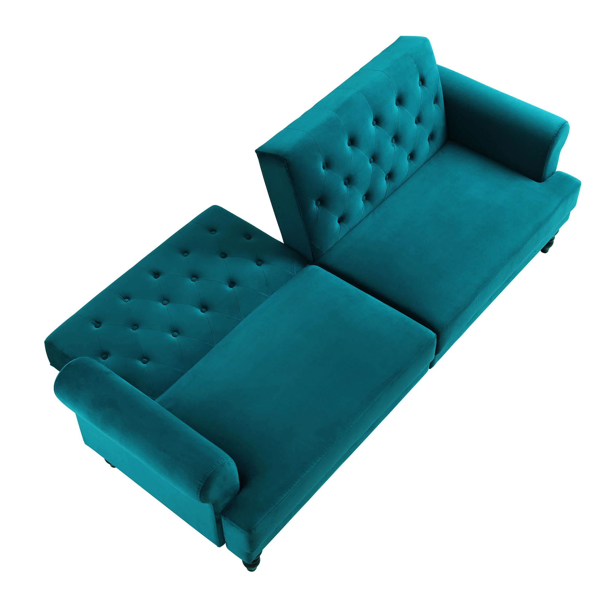 Hanney 3-Seater Chesterfield Sofabed in Teal Velvet - Image 10