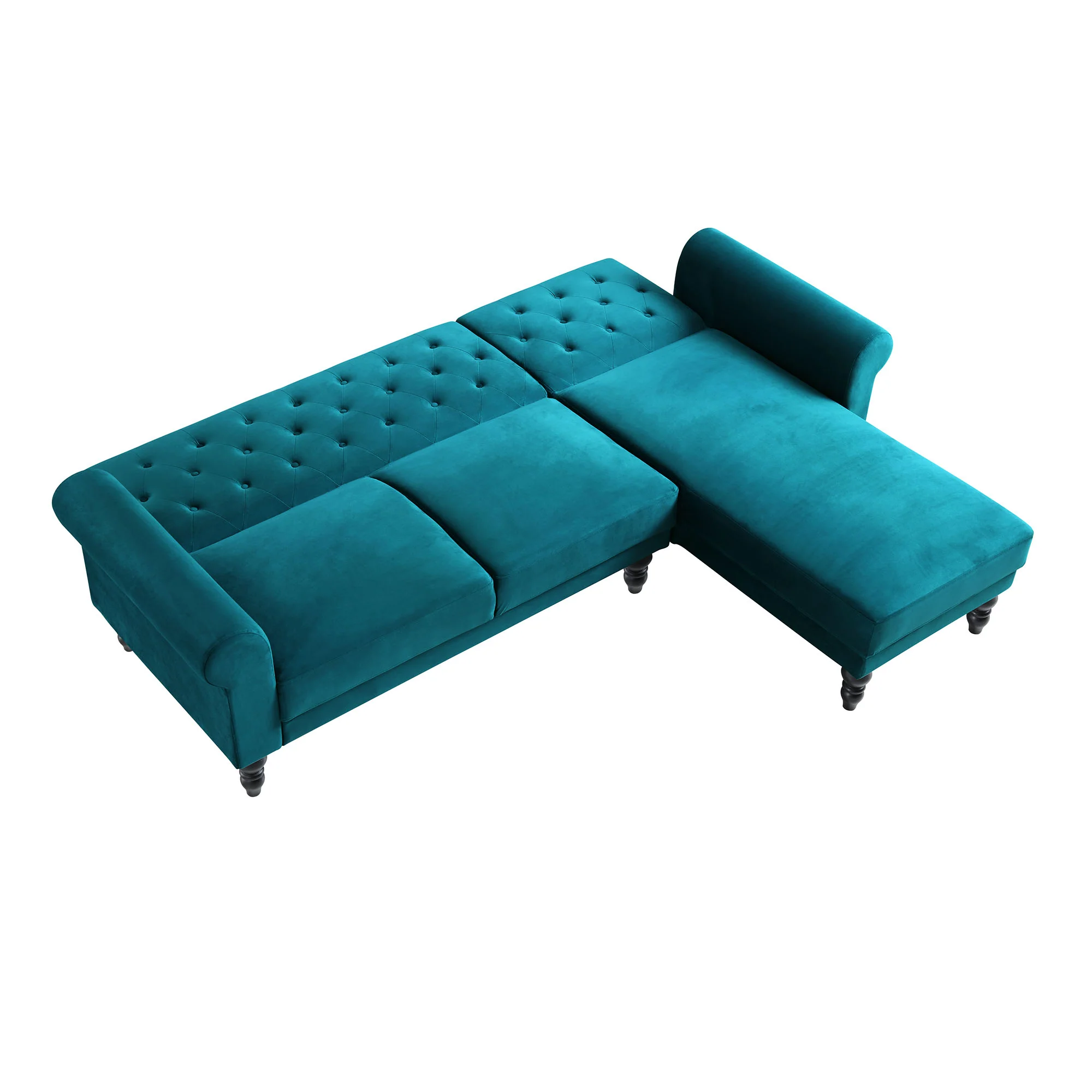 Hanney Chesterfield Chaise Sofabed in Teal Velvet - Image 10