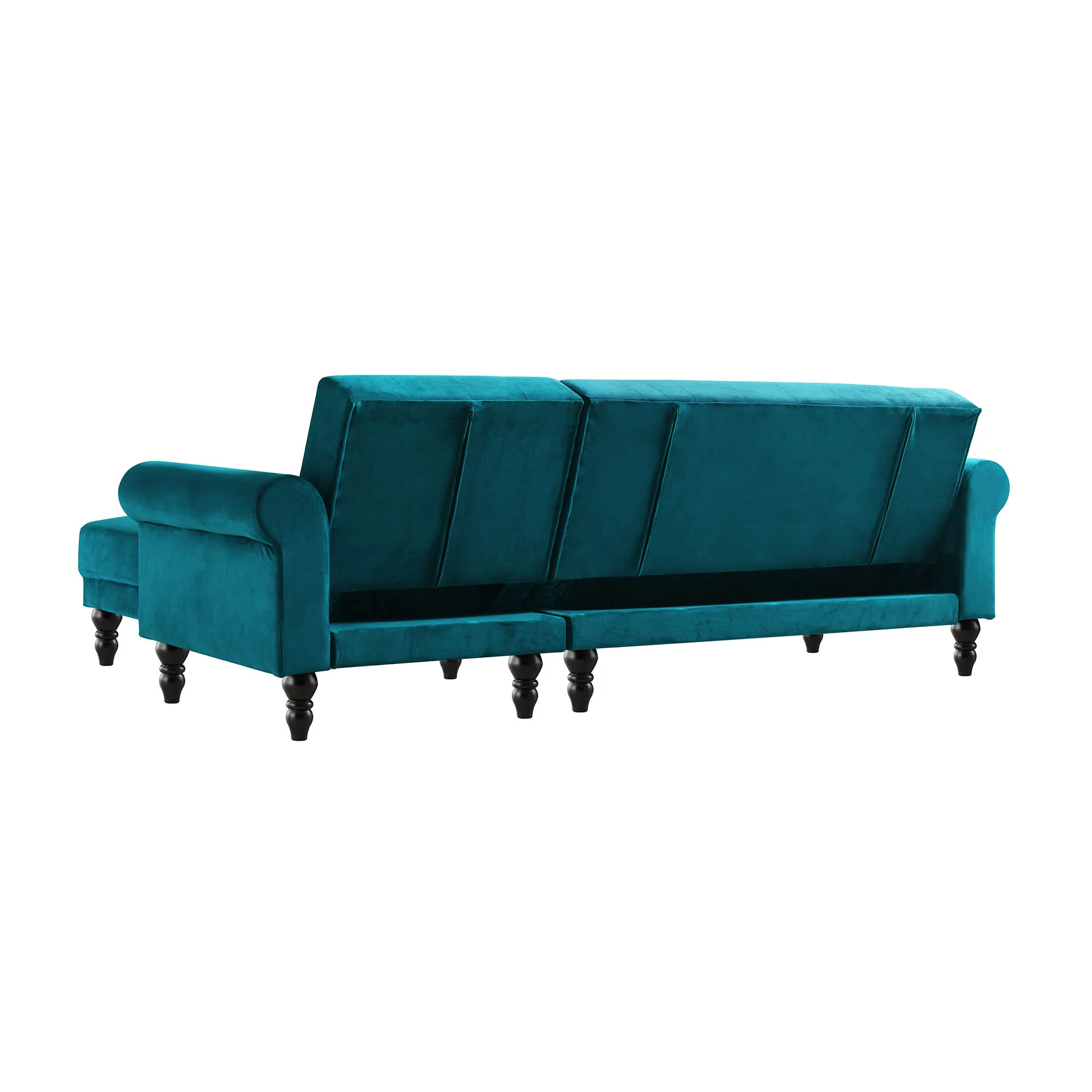 Hanney Chesterfield Chaise Sofabed in Teal Velvet - Image 13