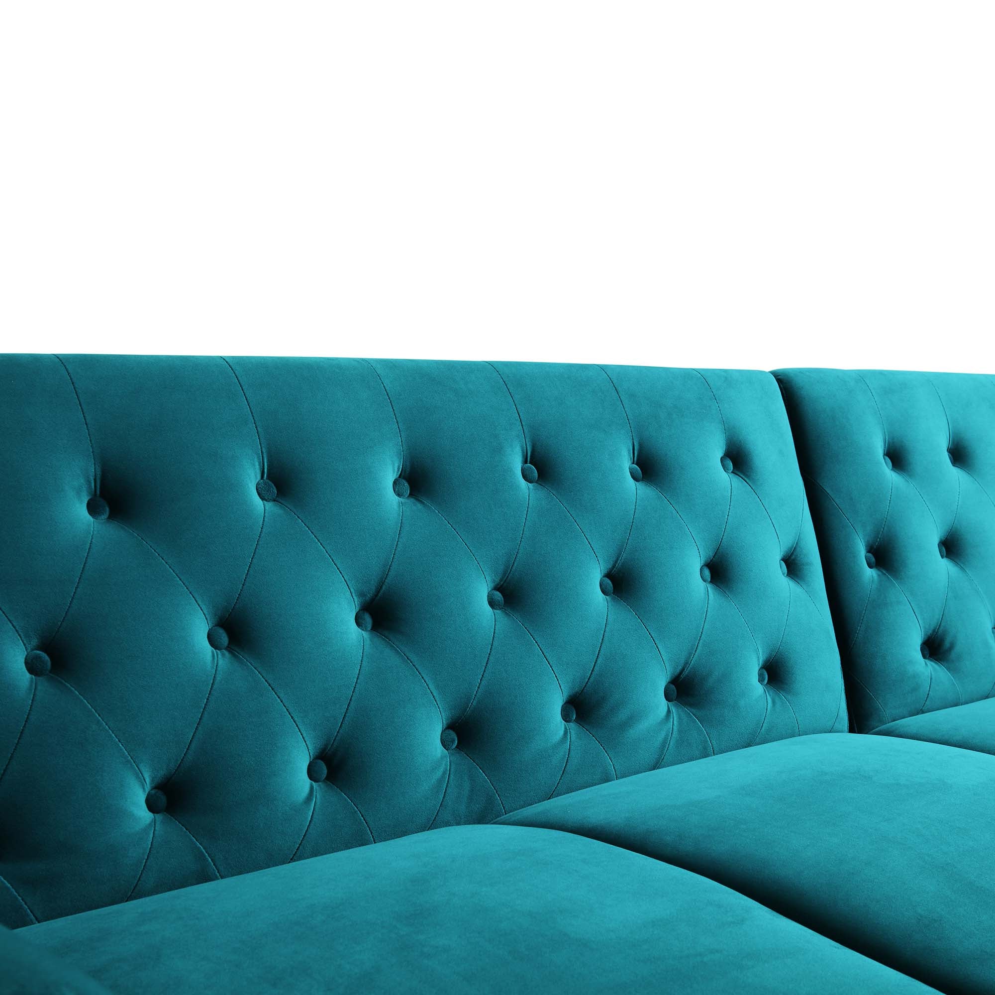 Hanney Chesterfield Chaise Sofabed in Teal Velvet - Image 15