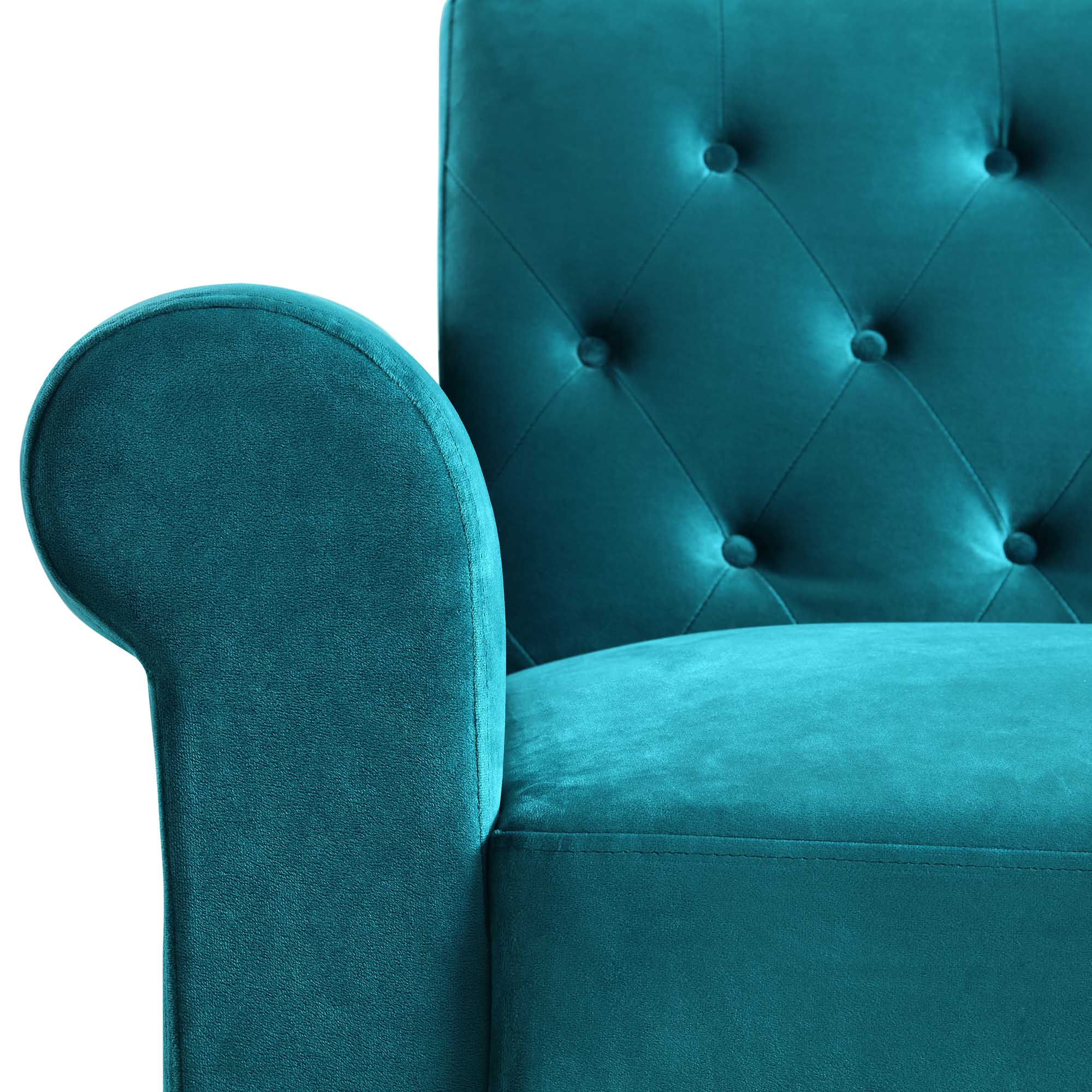 Hanney Chesterfield Chaise Sofabed in Teal Velvet - Image 16