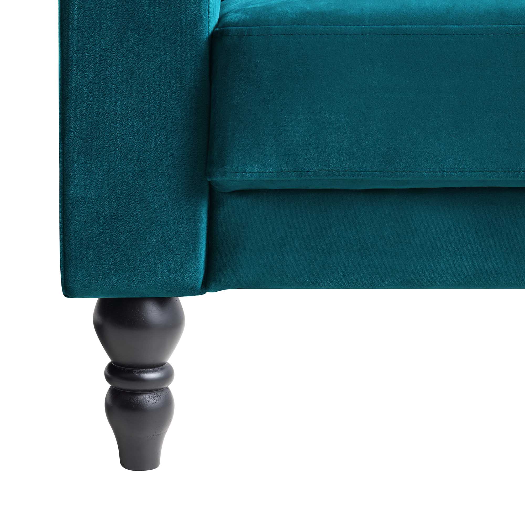 Hanney Chesterfield Chaise Sofabed in Teal Velvet - Image 17