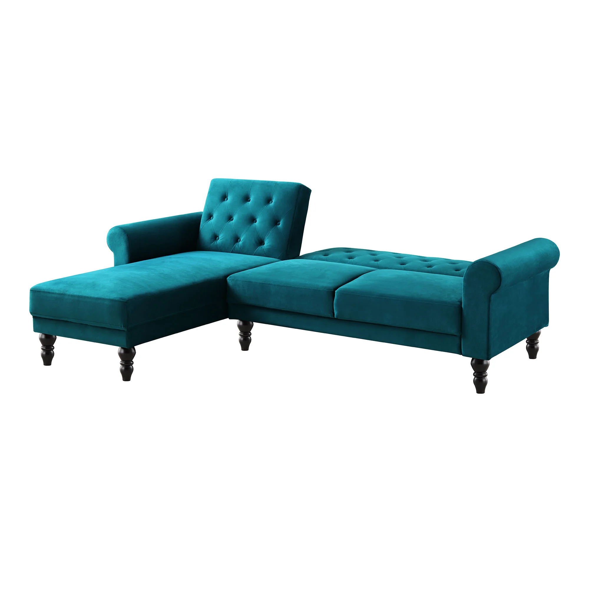 Hanney Chesterfield Chaise Sofabed in Teal Velvet - Image 7