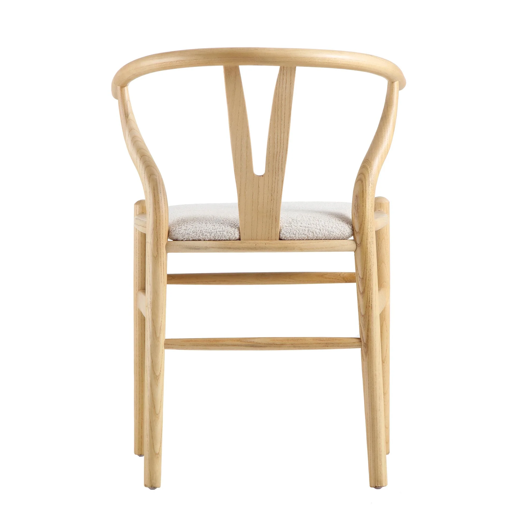 Hansel Wooden Dining Chair, Ivory White Boucle and Natural Frame - Image 7