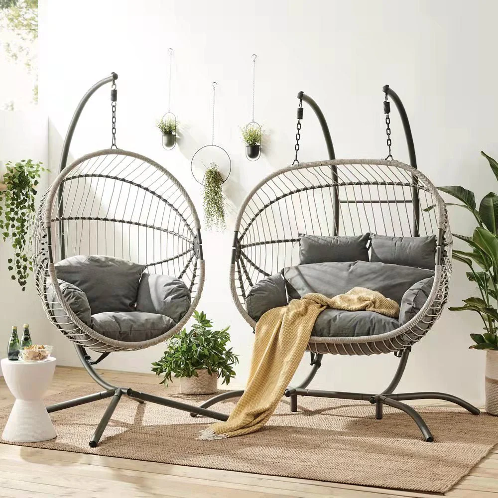Harrington Rattan + Rope Indoor Outdoor DOUBLE Hanging Chair - Image 3