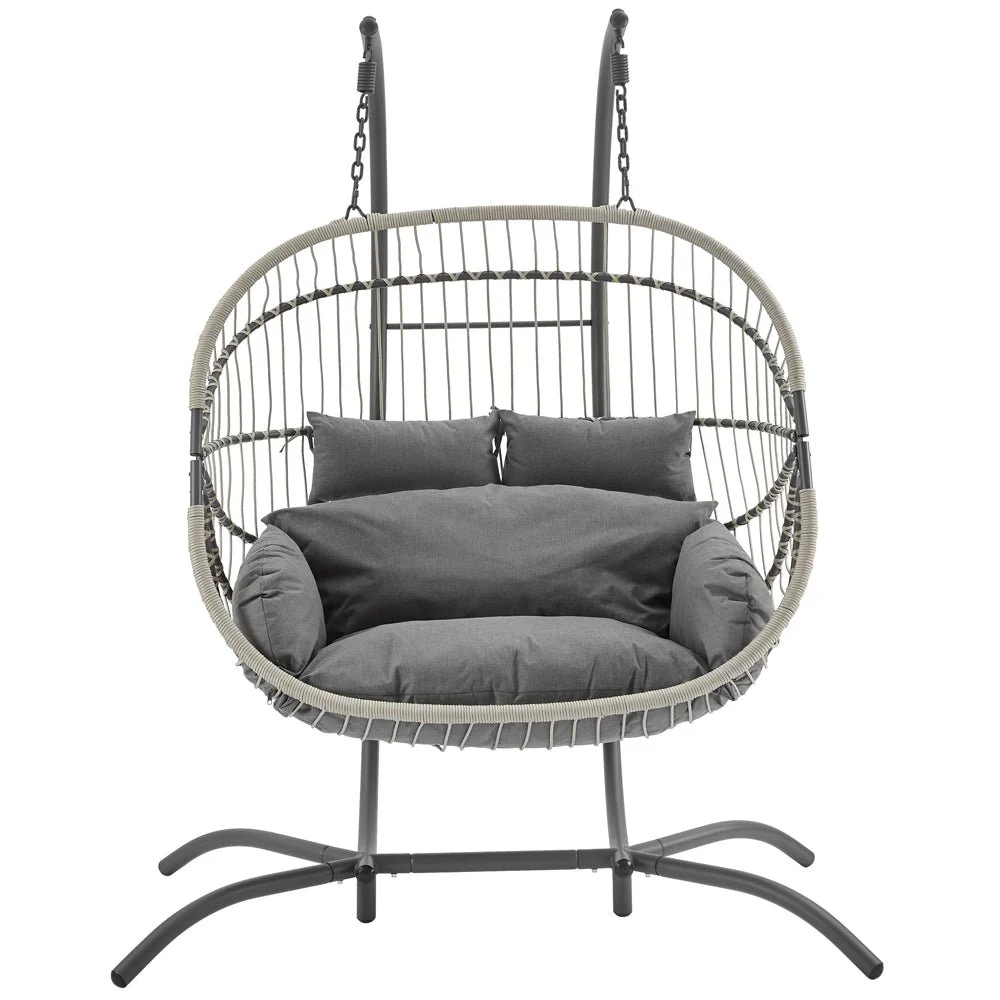 Harrington Rattan + Rope Indoor Outdoor DOUBLE Hanging Chair - Image 4