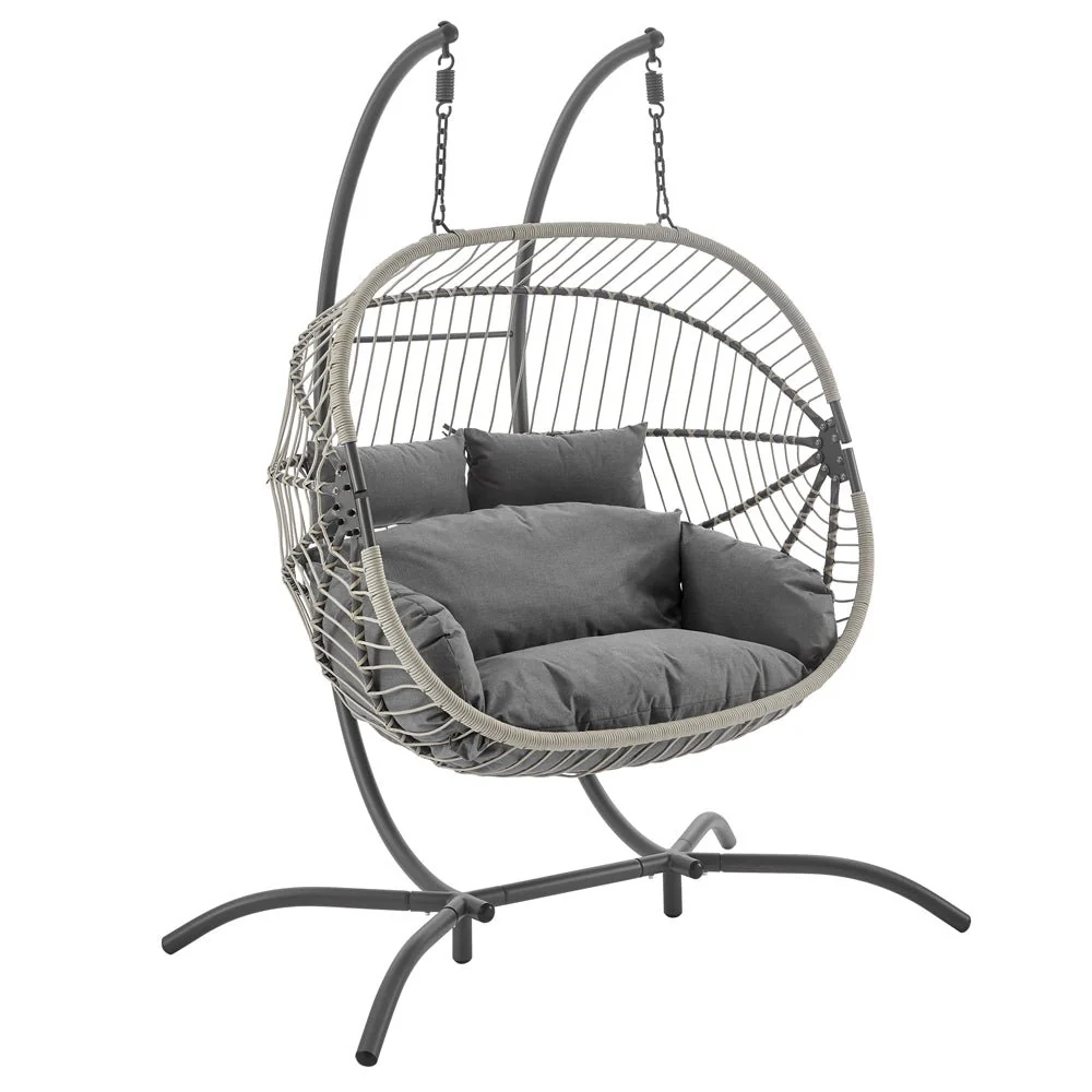 Harrington Rattan + Rope Indoor Outdoor DOUBLE Hanging Chair - Image 5
