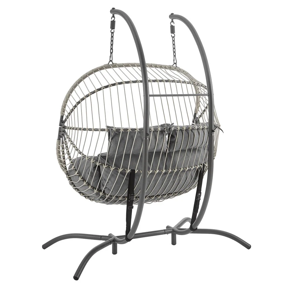 Harrington Rattan + Rope Indoor Outdoor DOUBLE Hanging Chair - Image 7