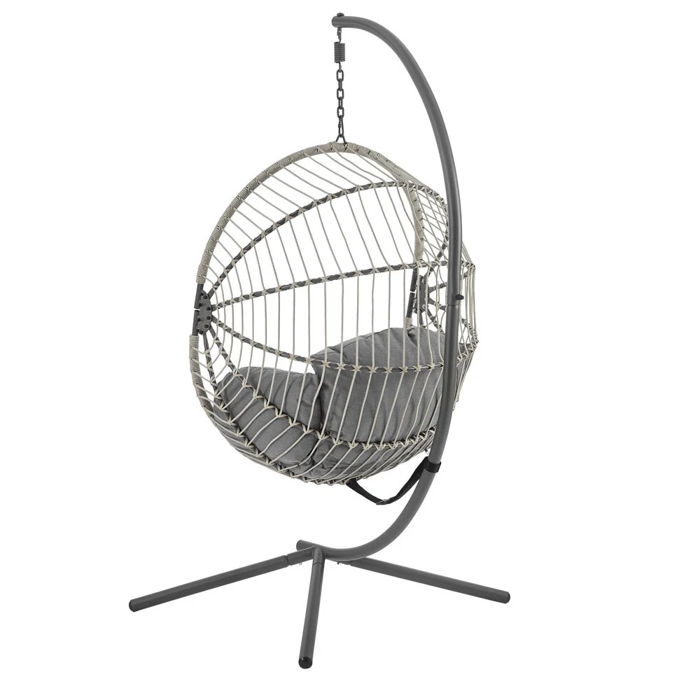Harrington Rattan + Rope Indoor Outdoor Single Hanging Chair - Image 6