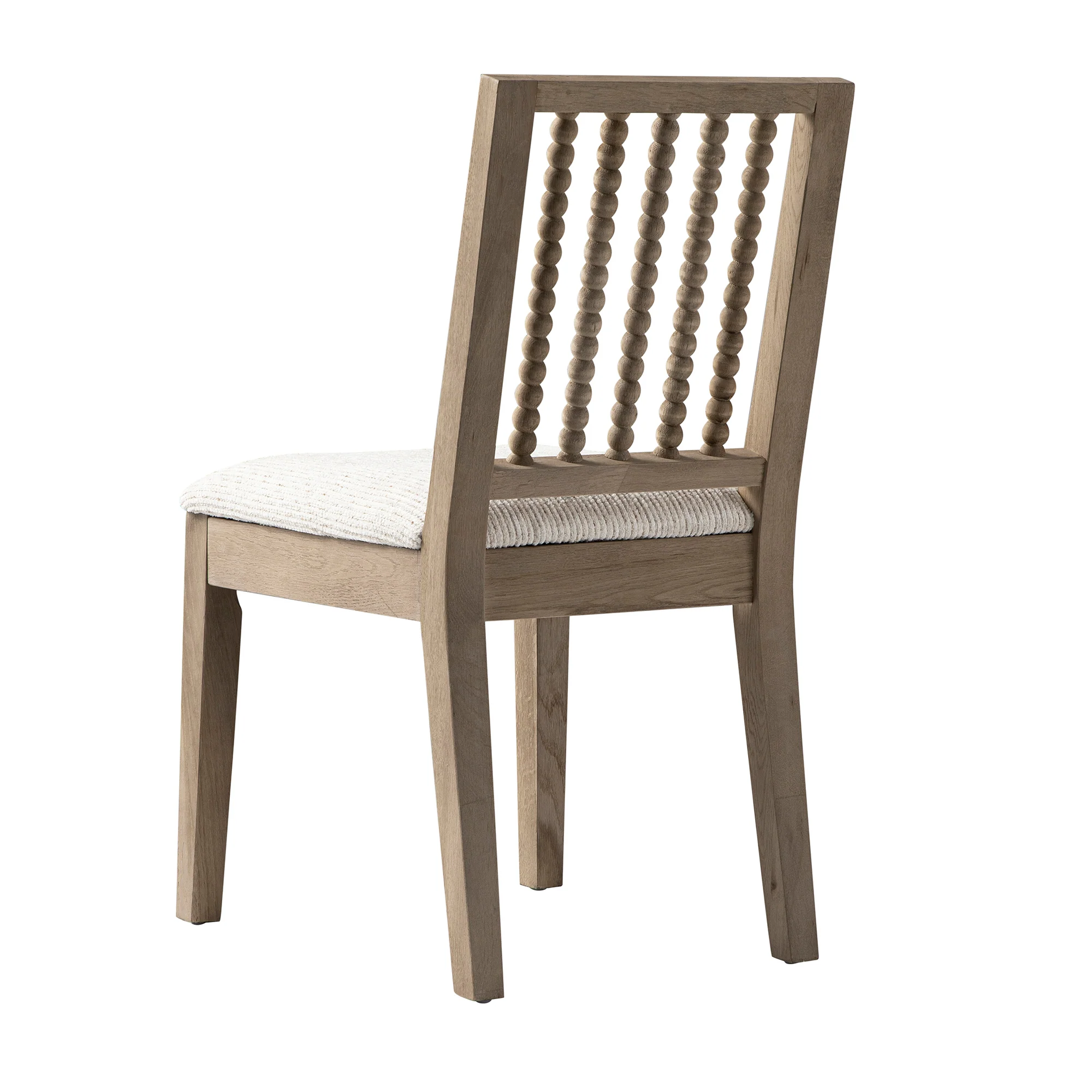 Hemingford Set of 2 Beige Textured Fabric Bobbin Spindle Washed Oak Dining Chairs - Image 9