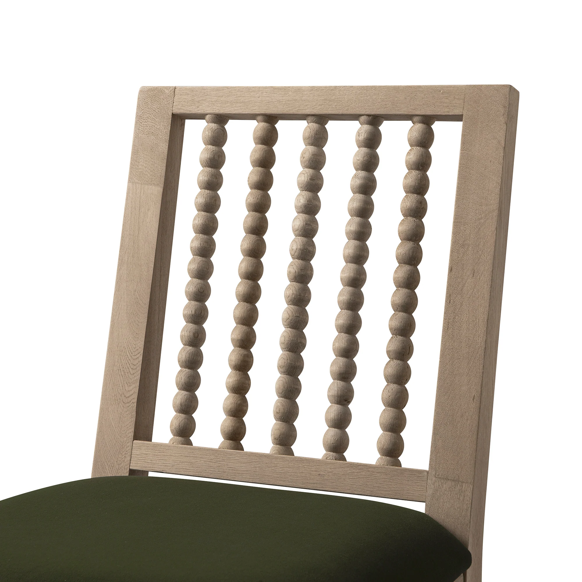 Hemingford Set of 2 Moss Green Velvet Bobbin Spindle Washed Oak Dining Chairs - Image 13