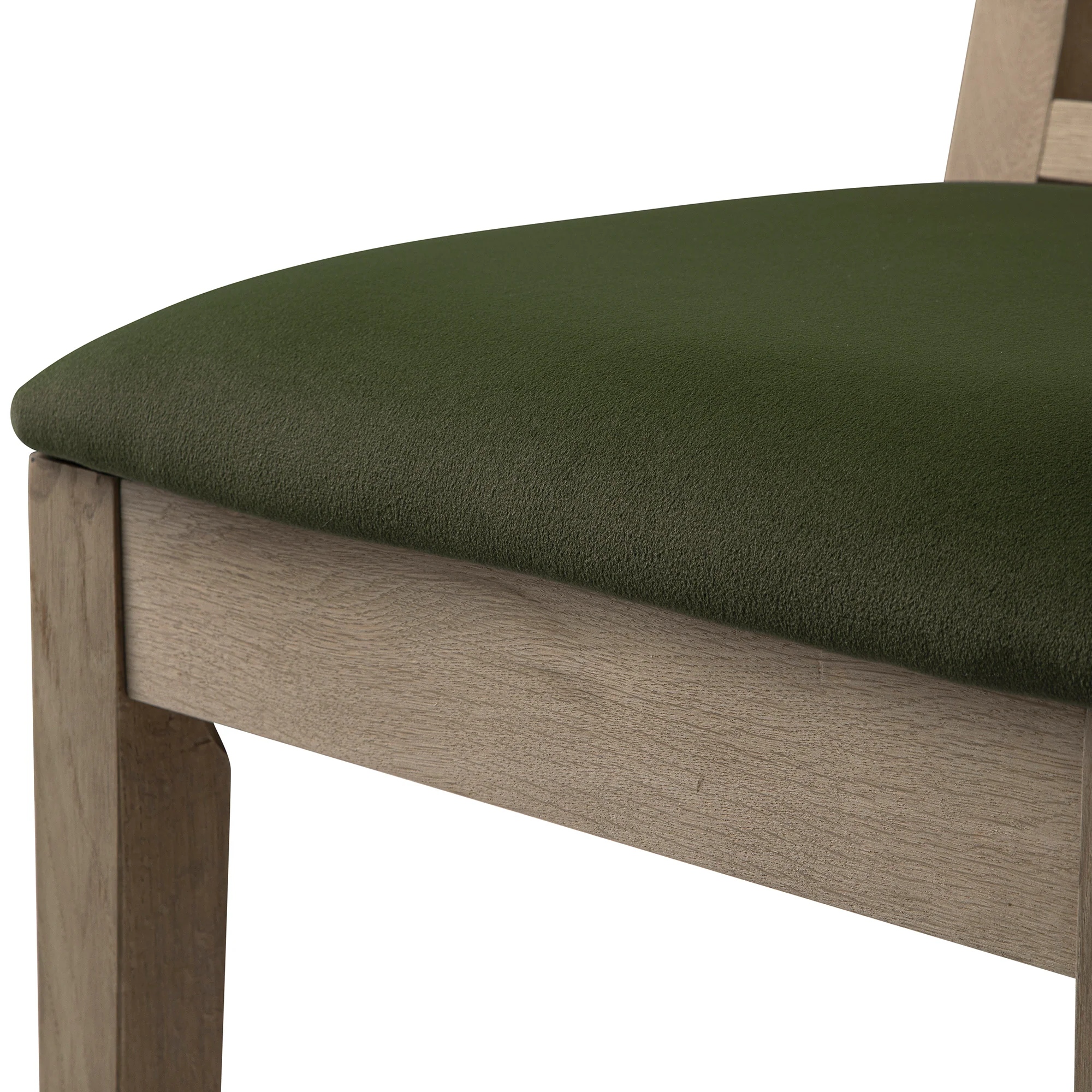 Hemingford Set of 2 Moss Green Velvet Bobbin Spindle Washed Oak Dining Chairs - Image 15