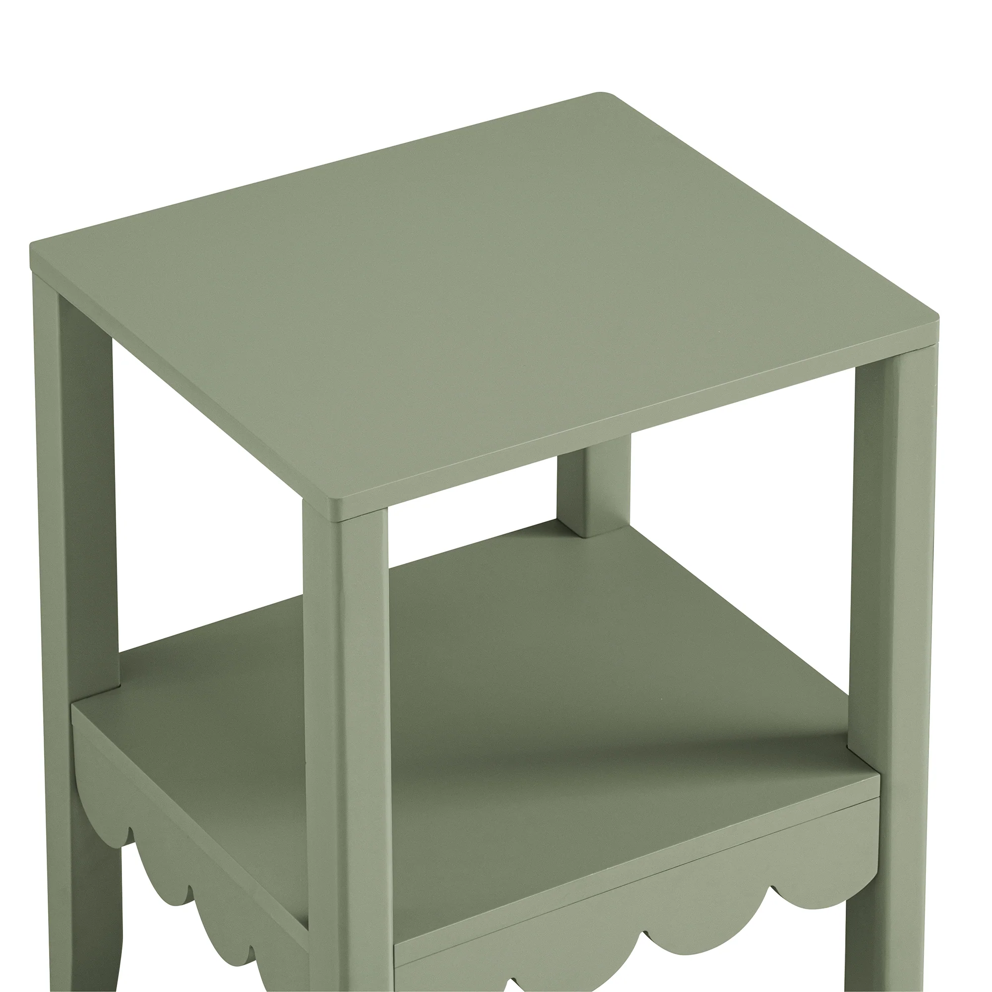 Henley Scalloped Edge Side Table, Sage Green - Image 10