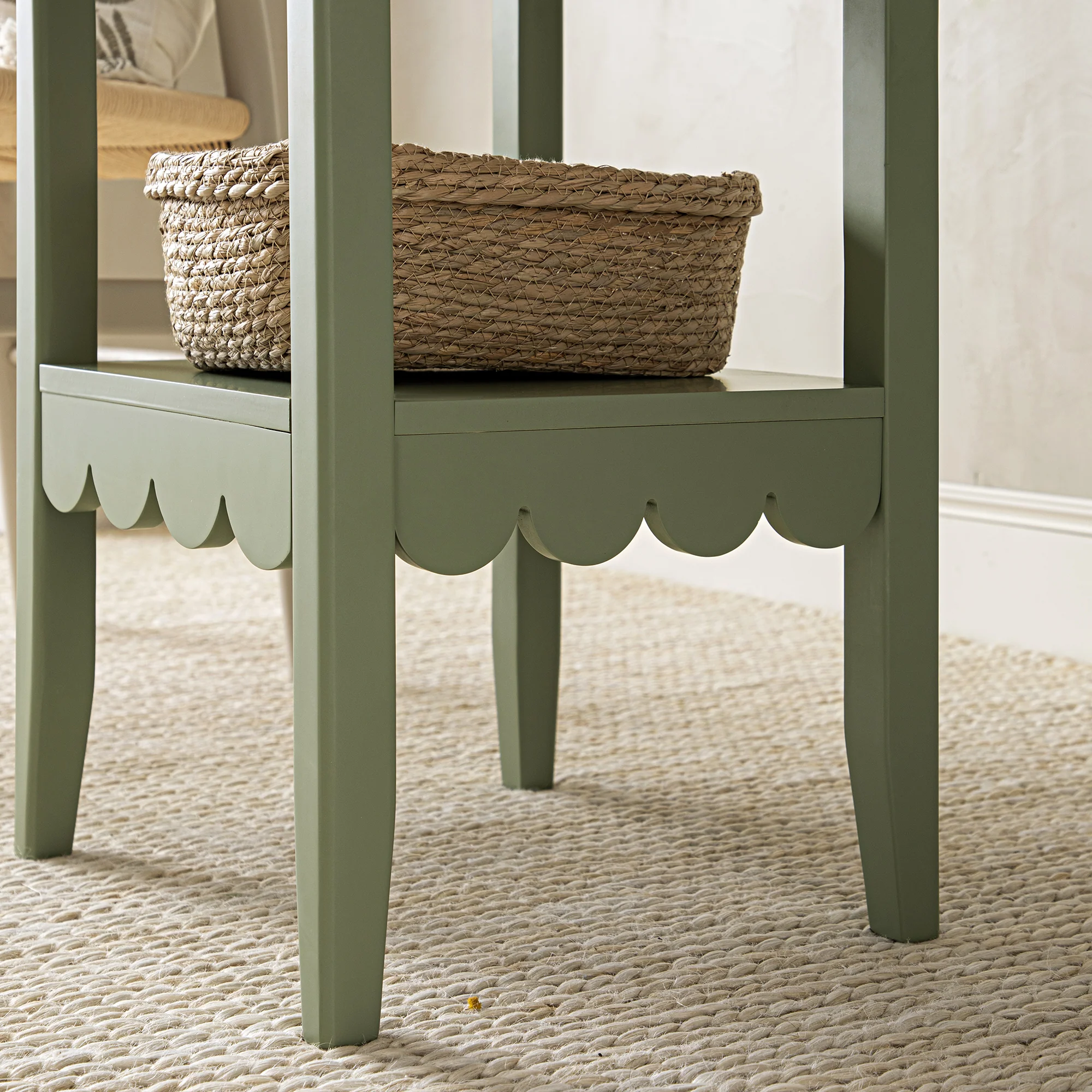 Henley Scalloped Edge Side Table, Sage Green - Image 4