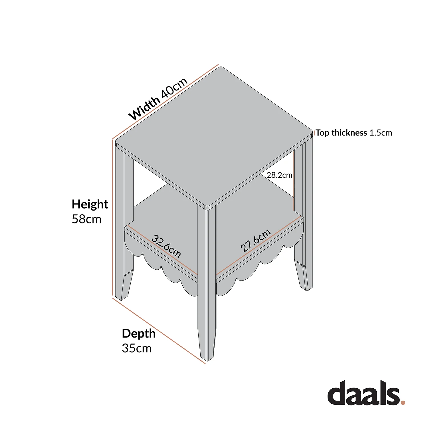 Henley Scalloped Edge Side Table, Sage Green - Image 7